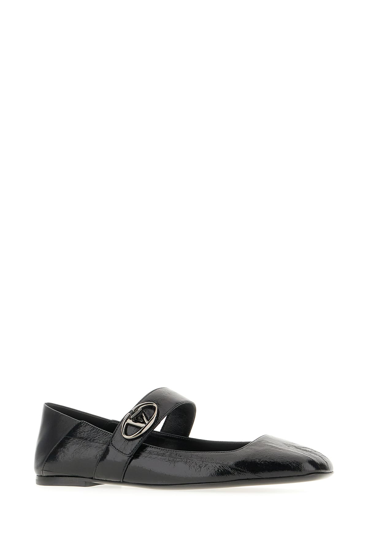 Shop Valentino Black Leather Ballerinas In Neronero