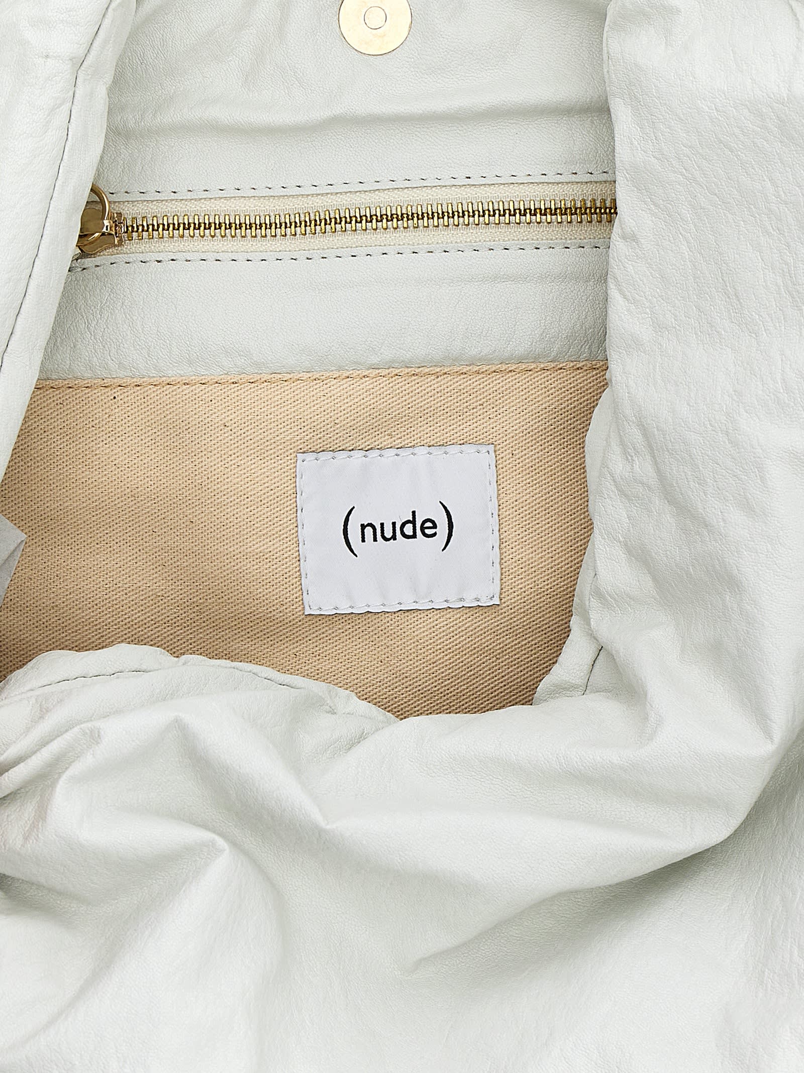 Nude Knit Hobo Shoulder Bag In White