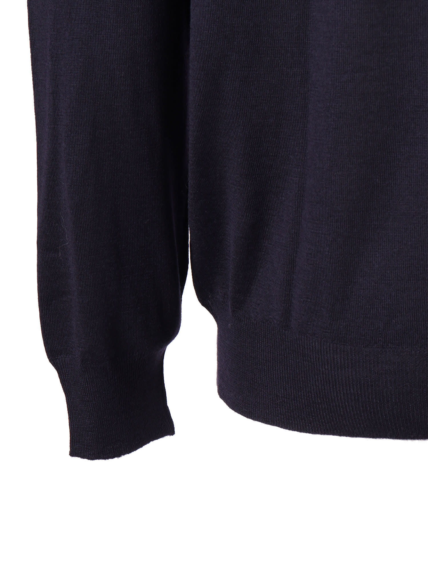 Fedeli V-neck L/s Knitted Sweater Man In Blue