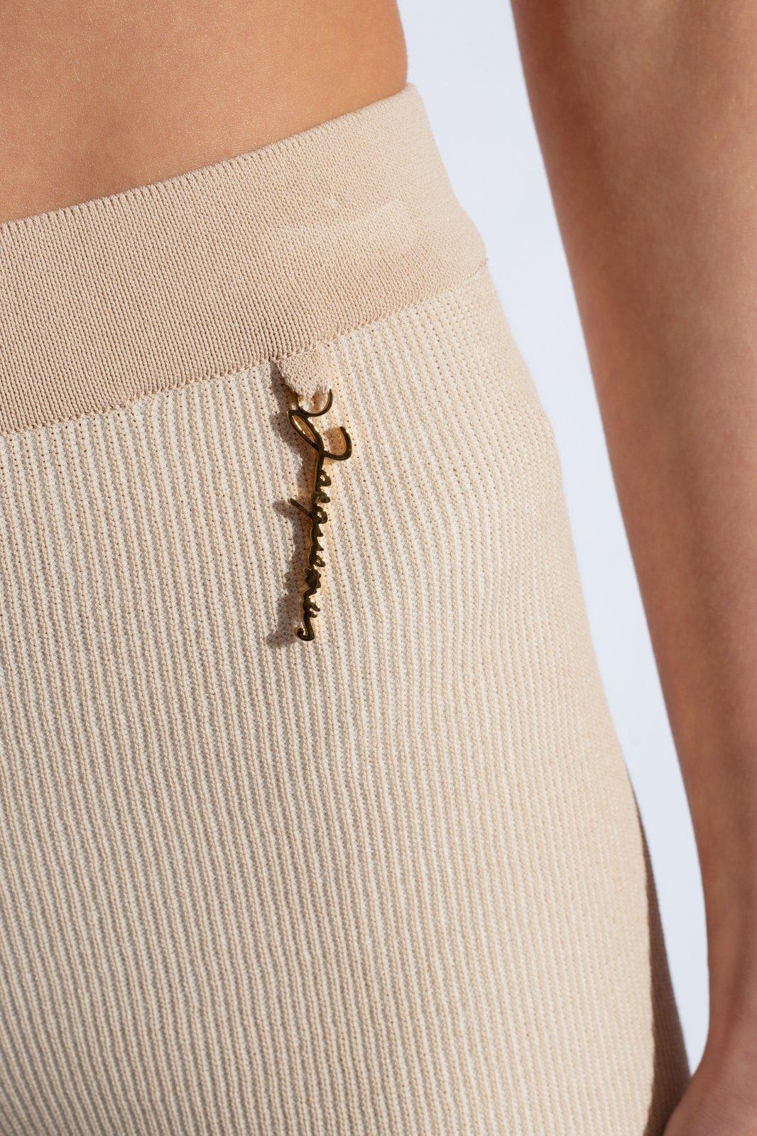 Shop Jacquemus Charm Logo Knit Shorts In White