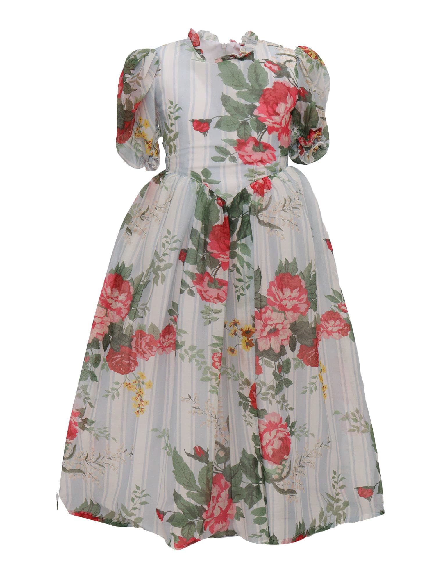 Vivetta Flower Printed Dress In Light Blue Color In Blue