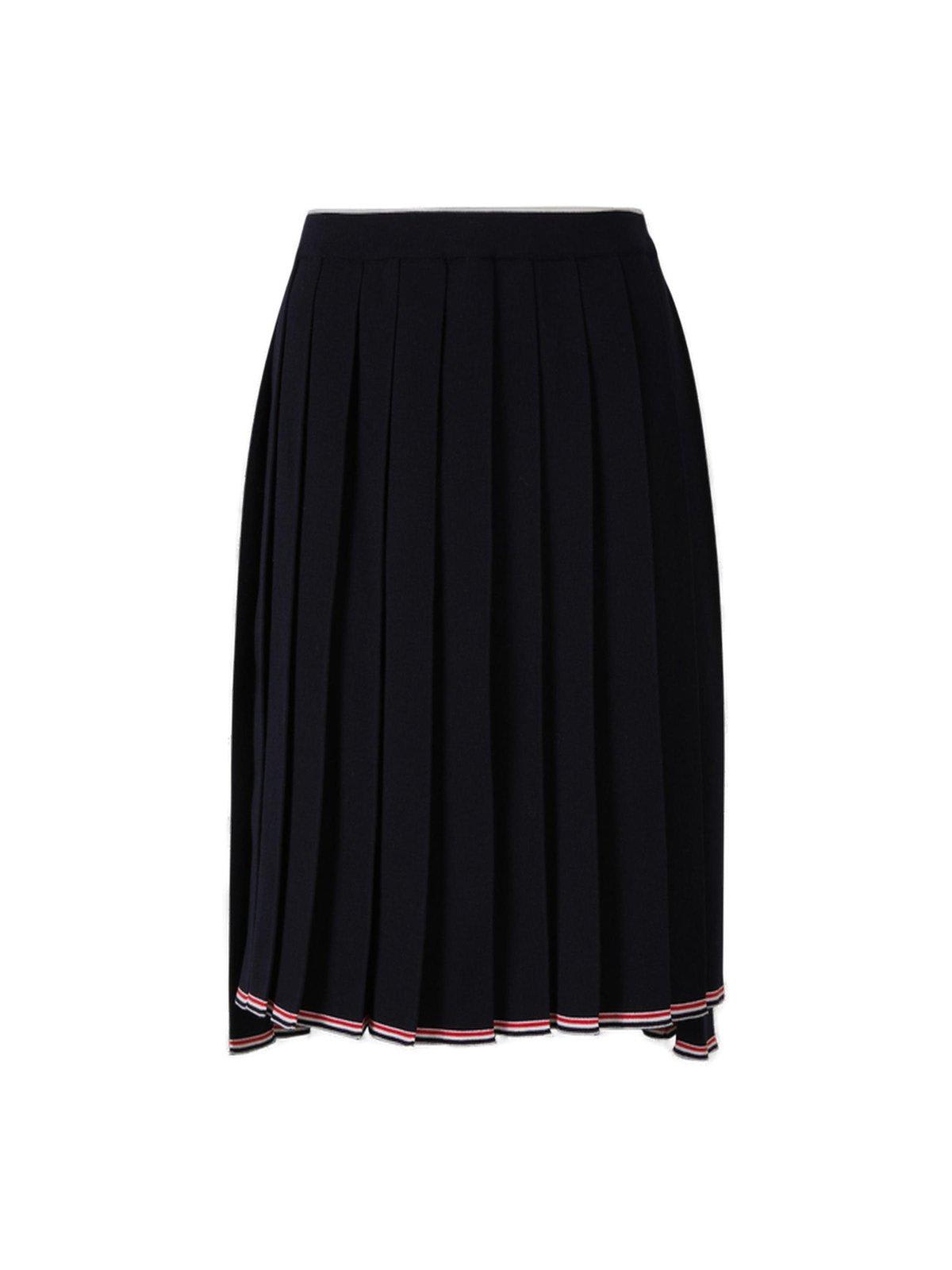 Asymmetric Hem Midi Pleated Skirt