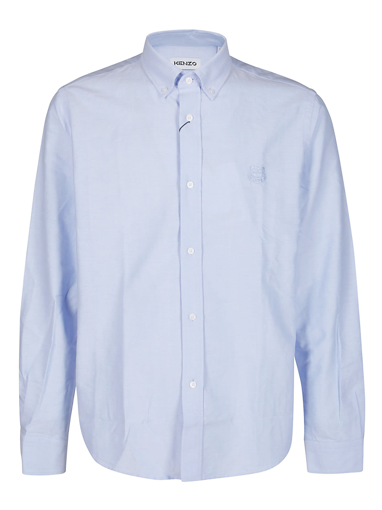 Shop Kenzo Light Blue Cotton Shirt In Celeste
