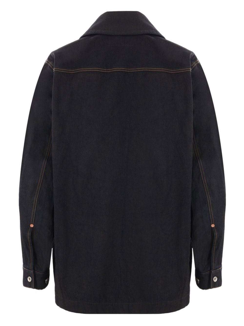 Shop Sacai Collared Button-up Coat In Blue