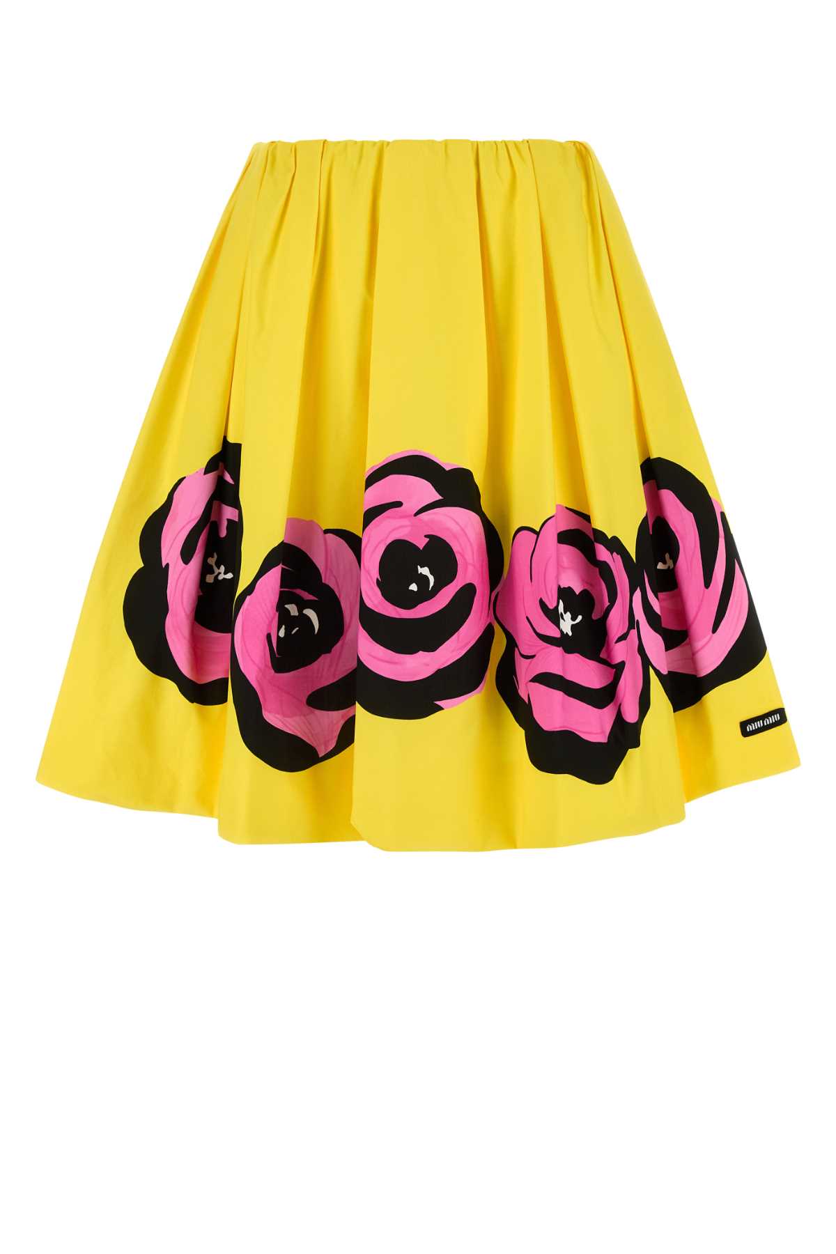 Shop Miu Miu Yellow Poplin Skirt In Giallopink