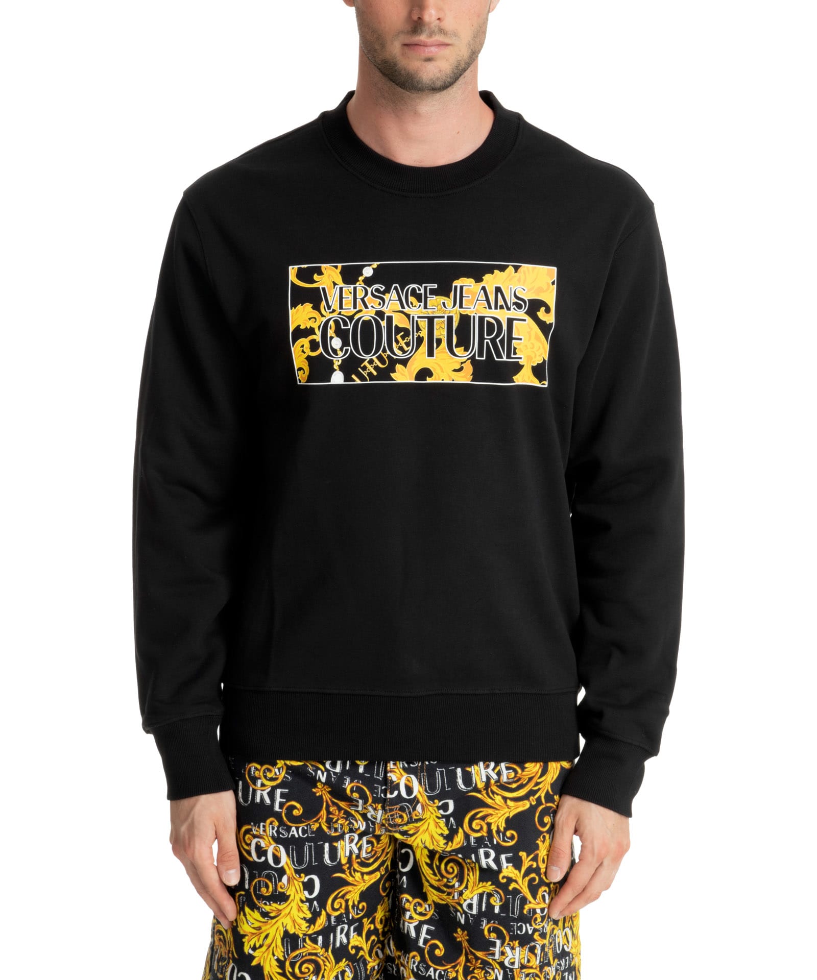 VERSACE JEANS COUTURE CHAIN COUTURE COTTON SWEATSHIRT