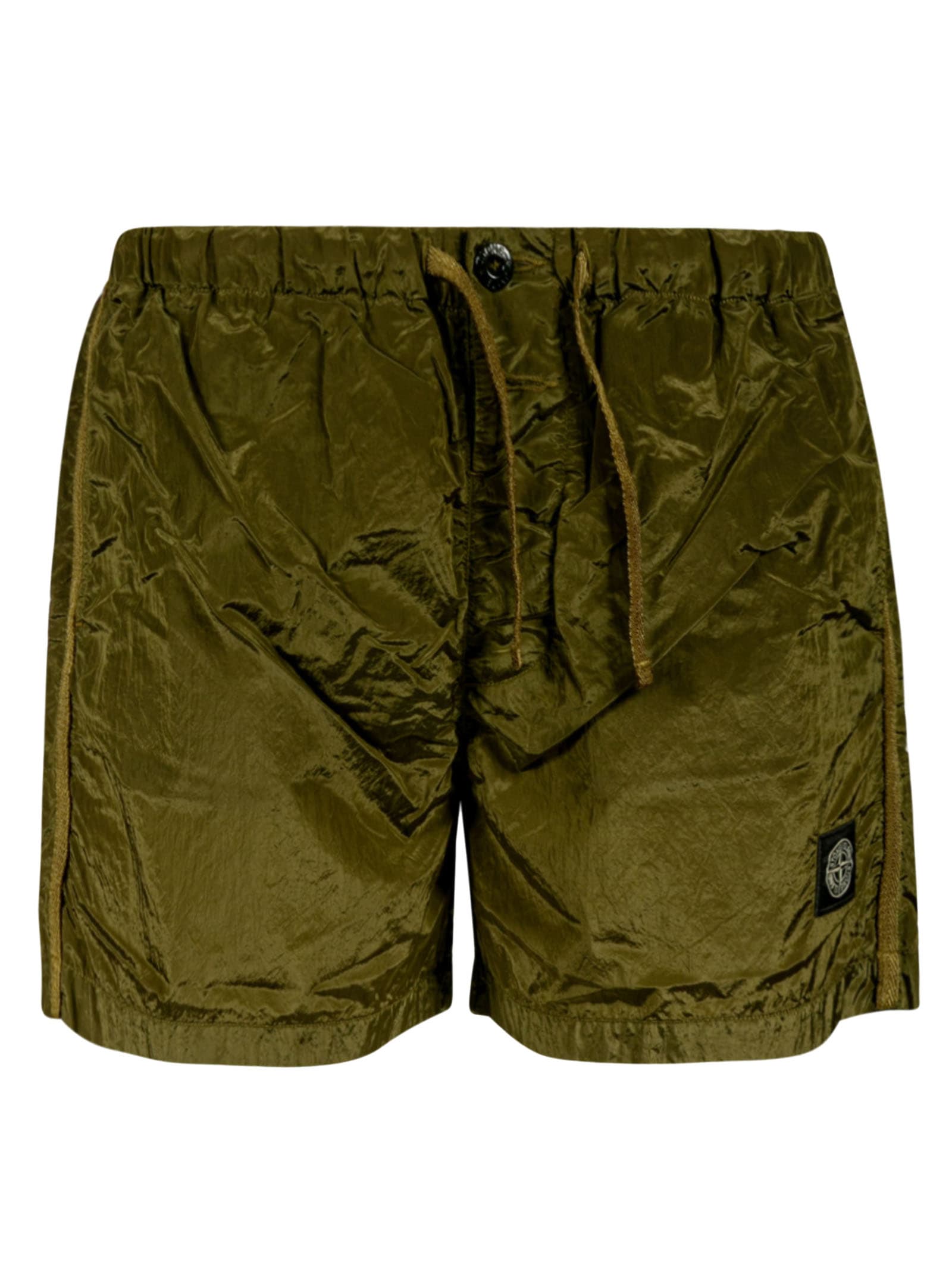 Stone Island Logo Patch Boxer Shorts In Khaki