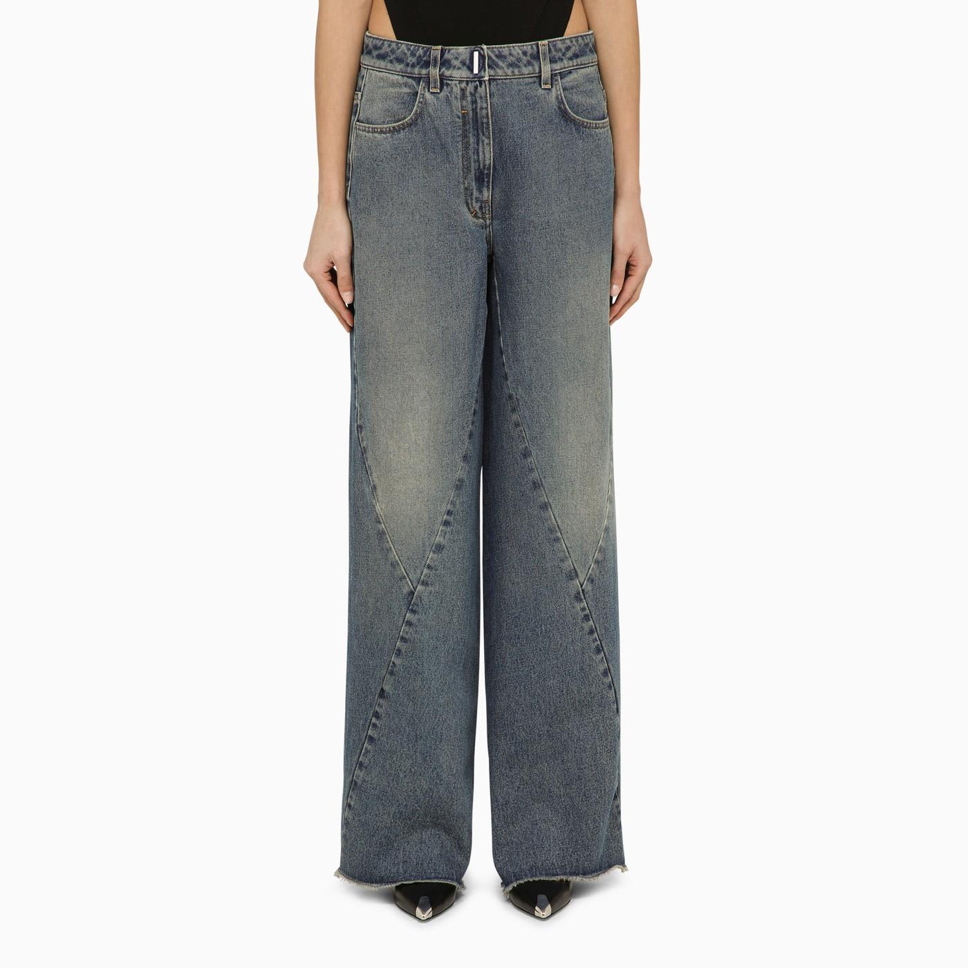 Shop Givenchy Loose Blue Washed Jeans In Medium Blue