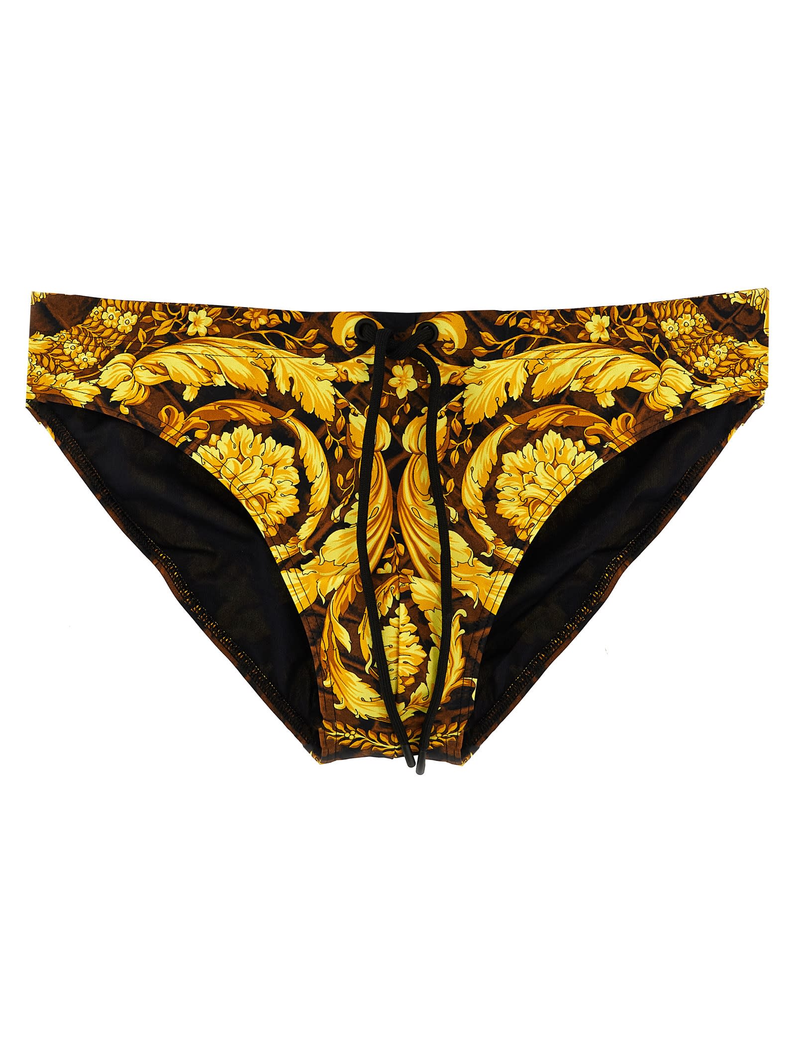 Shop Versace Baroccodile Swim Briefs In Multicolor