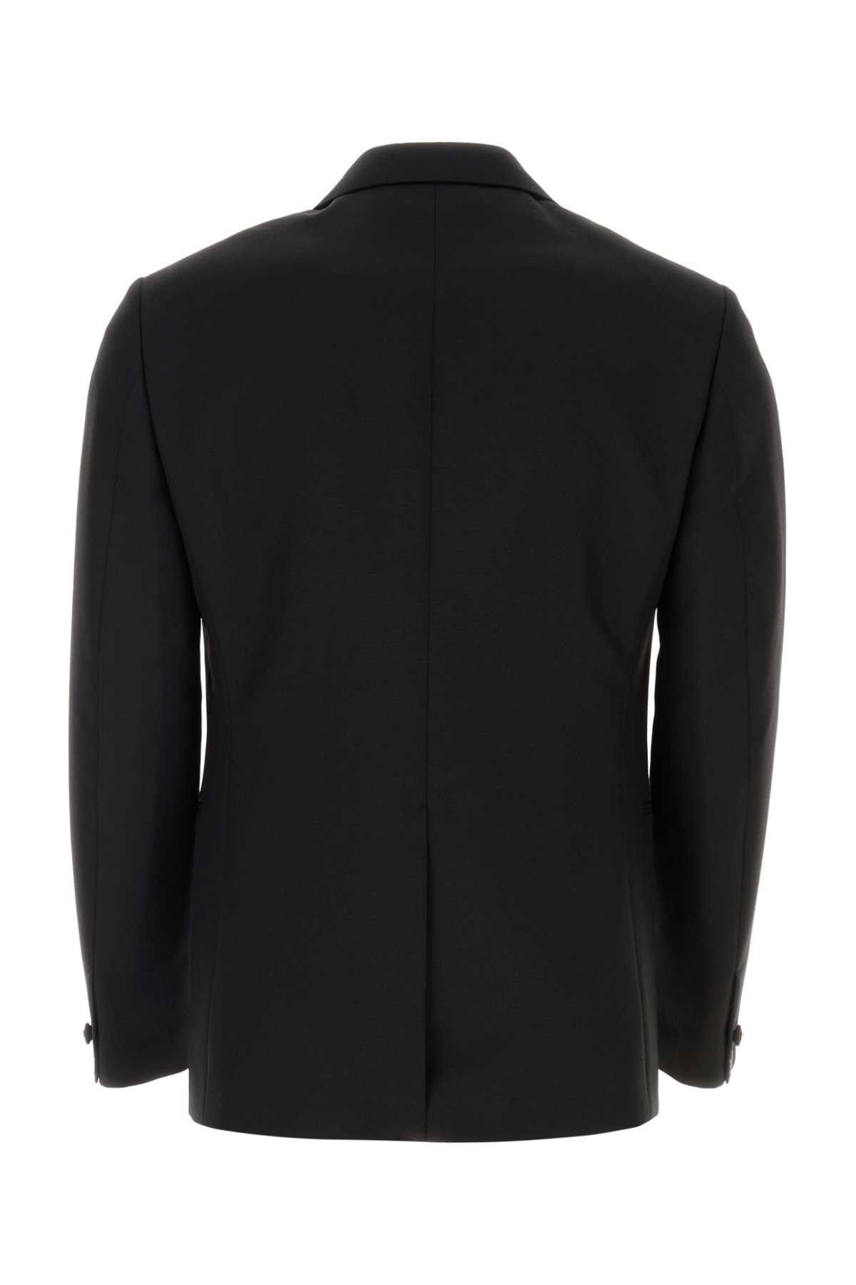 Shop Versace Black Wool Blend Blazer