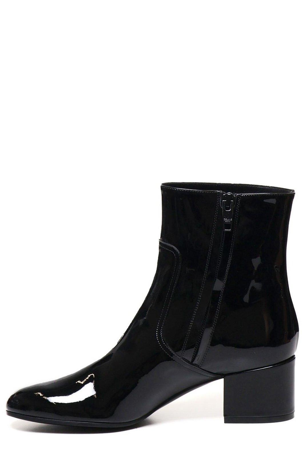 Shop Celine Triomphe Zip-up Boots In Black