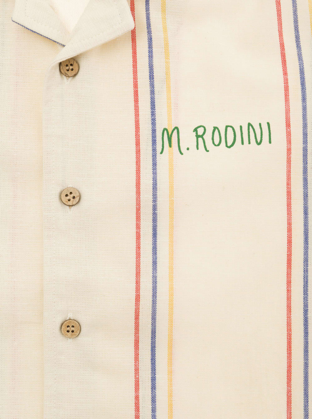 Shop Mini Rodini Beige Striped Shirt With Embroidered Logo In Cotton Boy In White