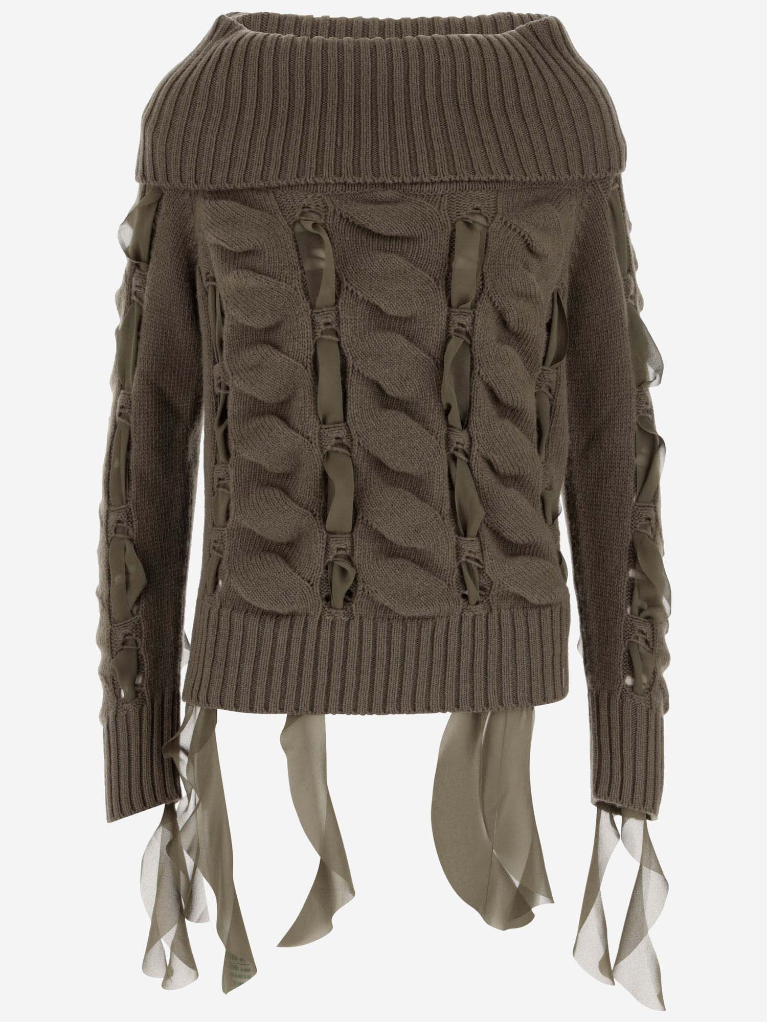 Shop Blumarine Wool Sweater With Ruffles