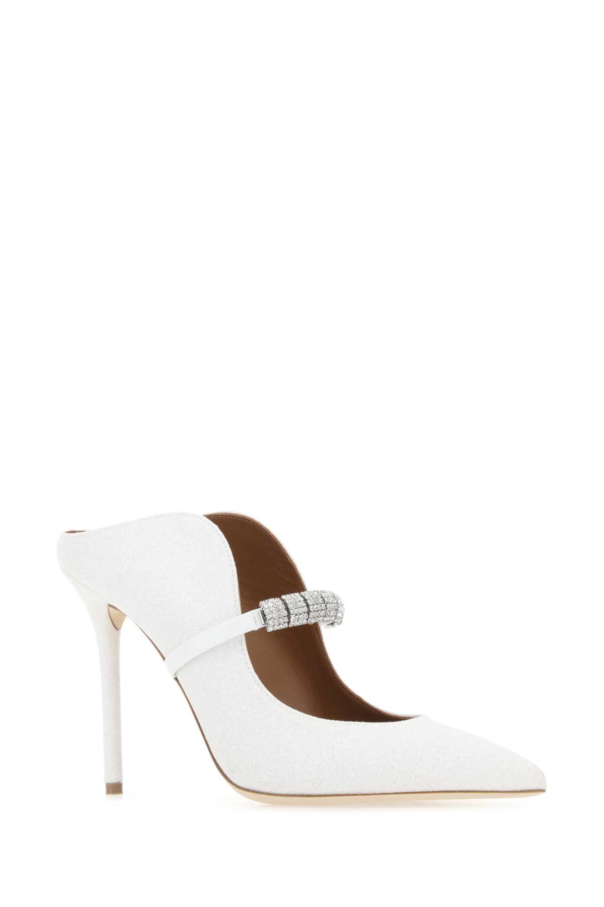 Shop Malone Souliers Embellished Fabric Bella Mules In Whitewhite