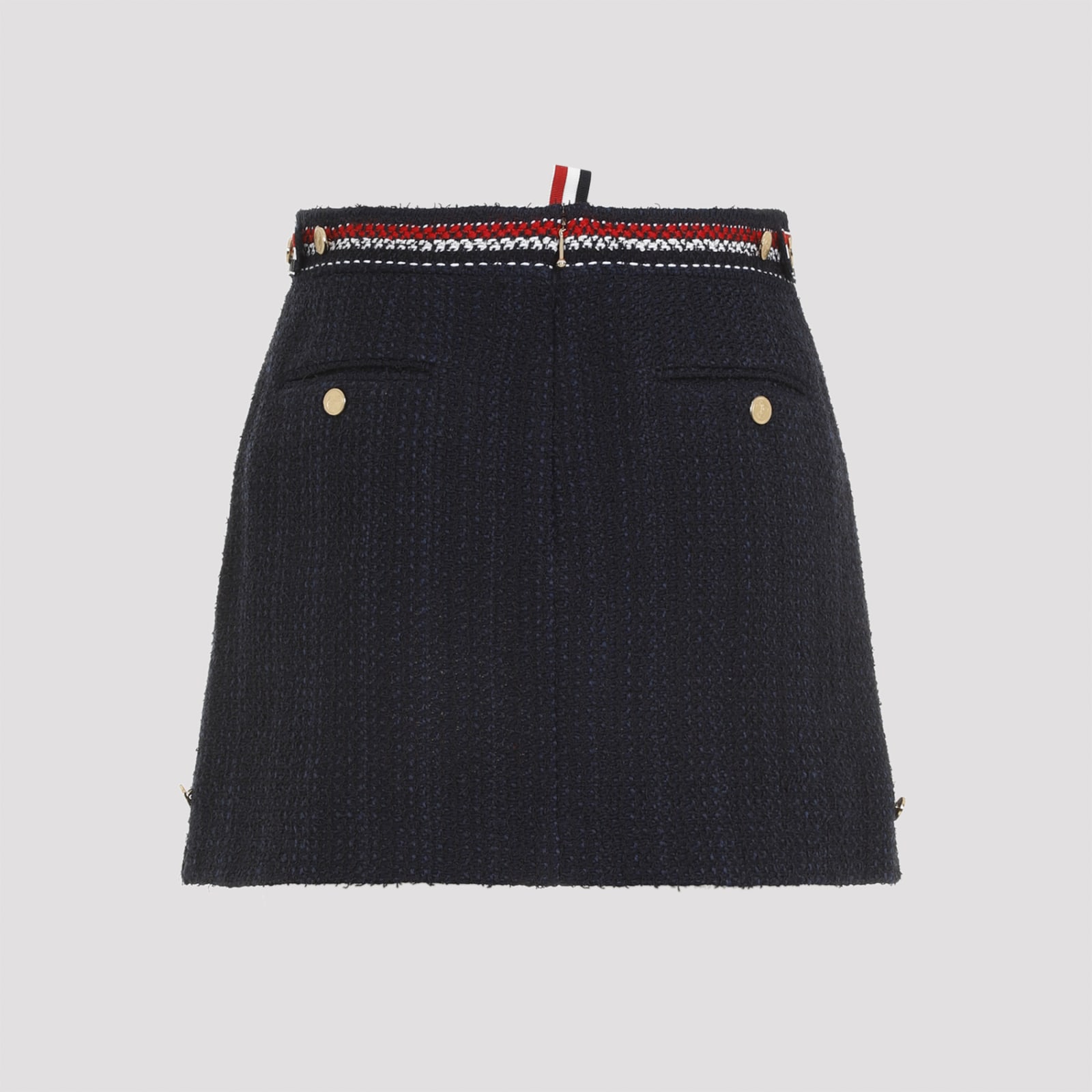 Shop Thom Browne Thigh Length Side Tab Skirt In Navy