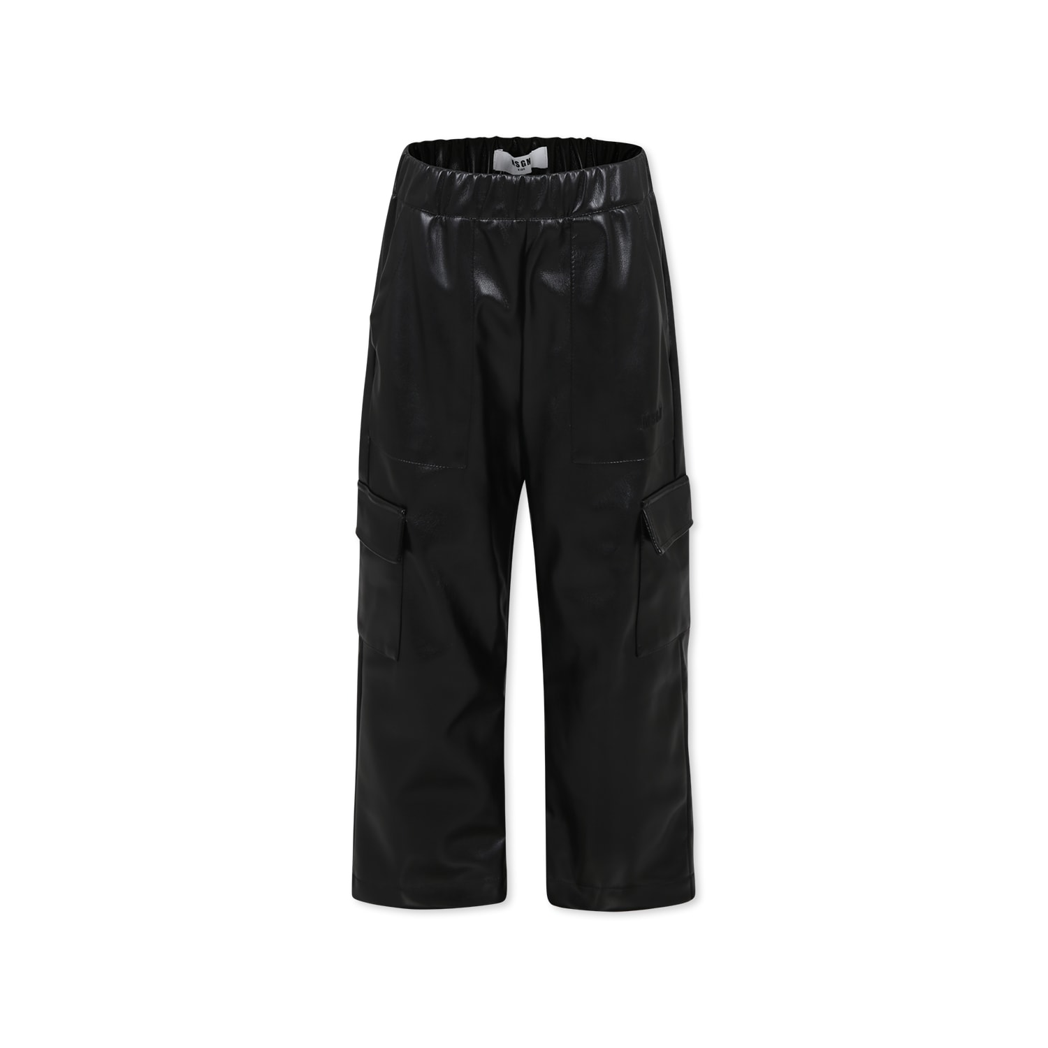 Shop Msgm Black Trousers For Girl With Logo