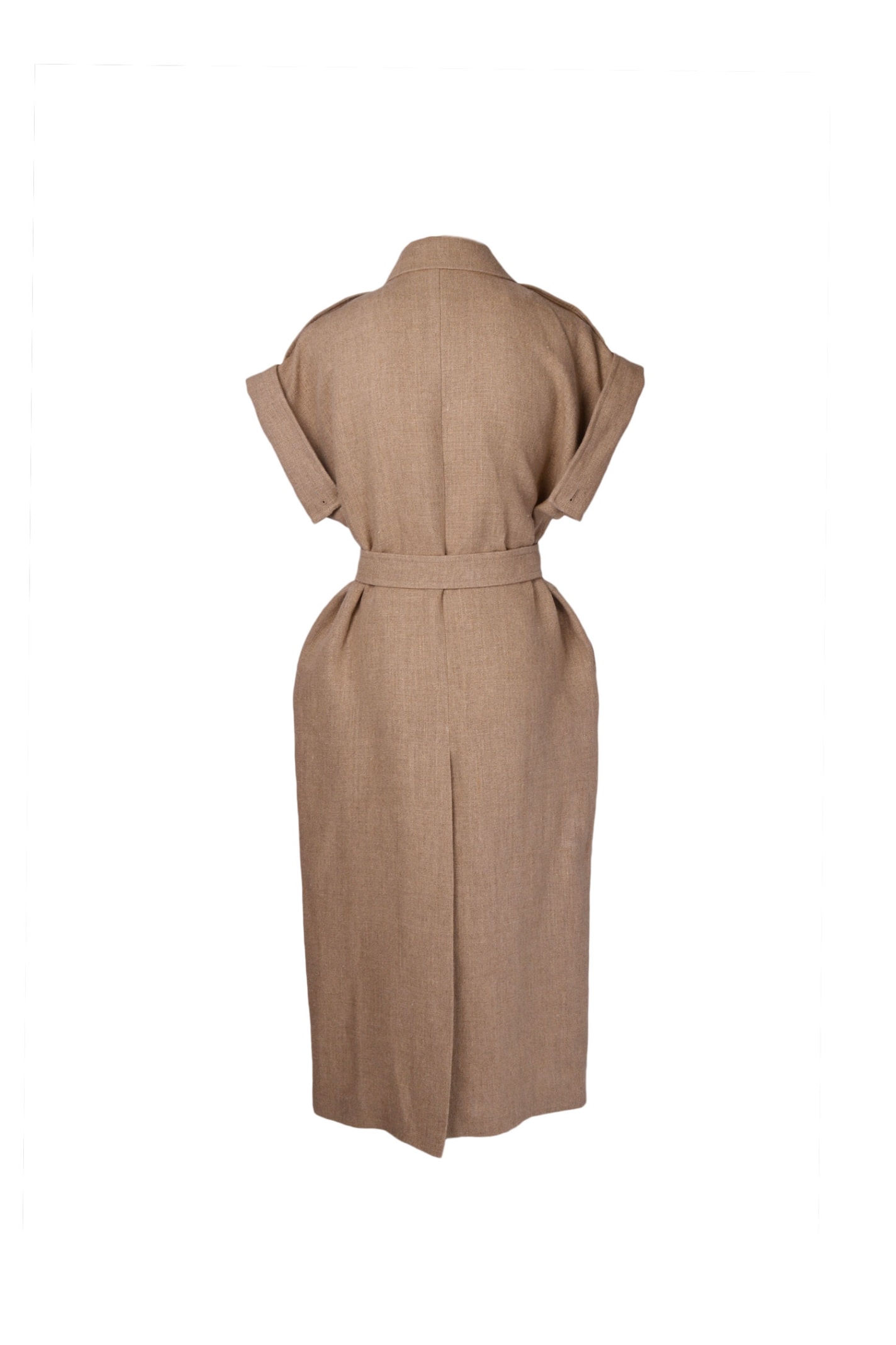 Shop Max Mara Linen Trench Coat With Belt In Beige