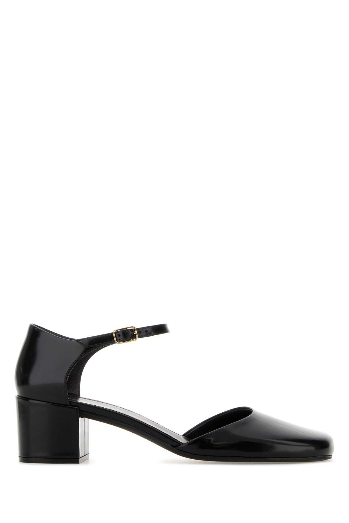 The Row Black Leather Penelope Pumps