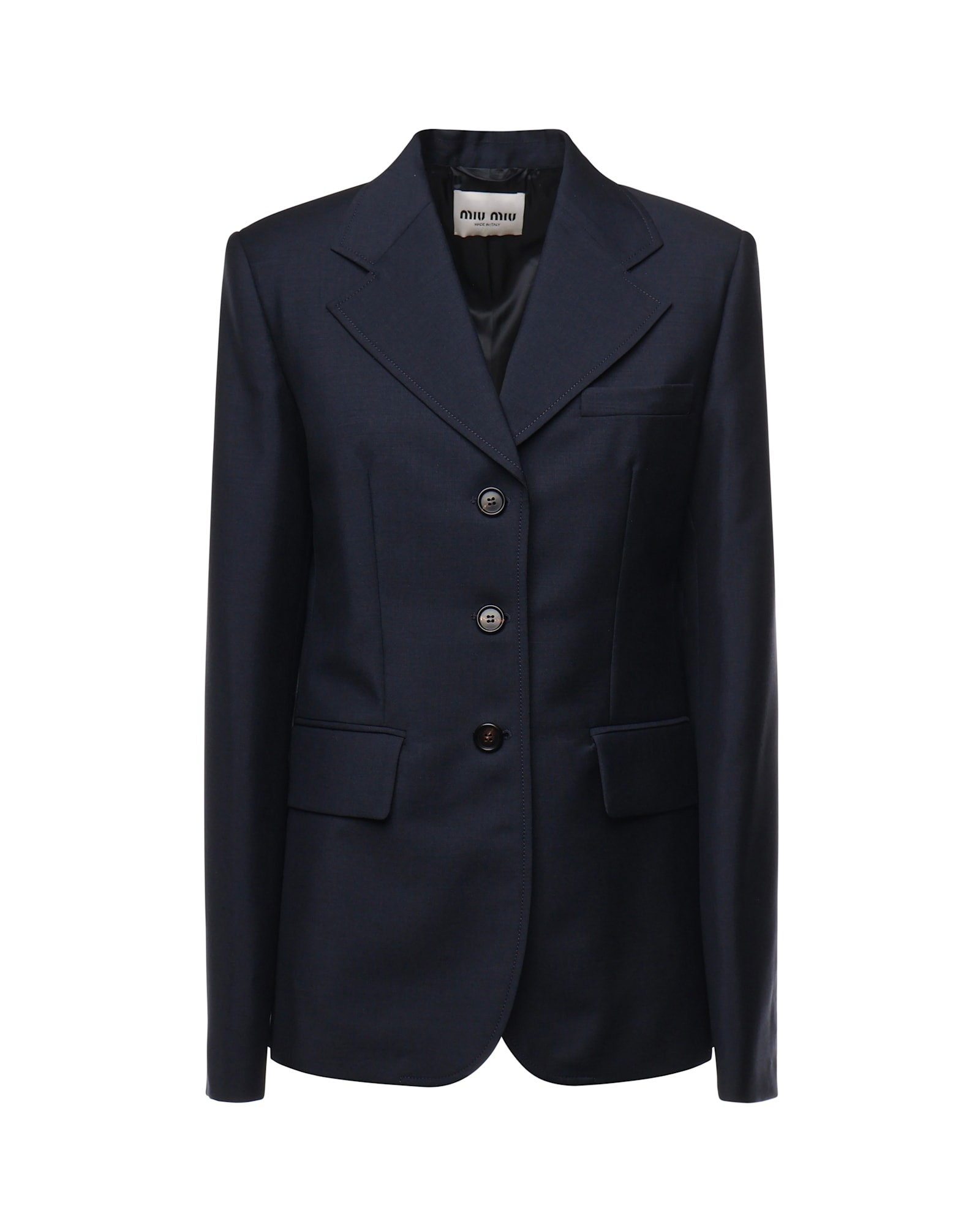 Miu Miu Single-breasted Jacket In Kid Mohair In Black
