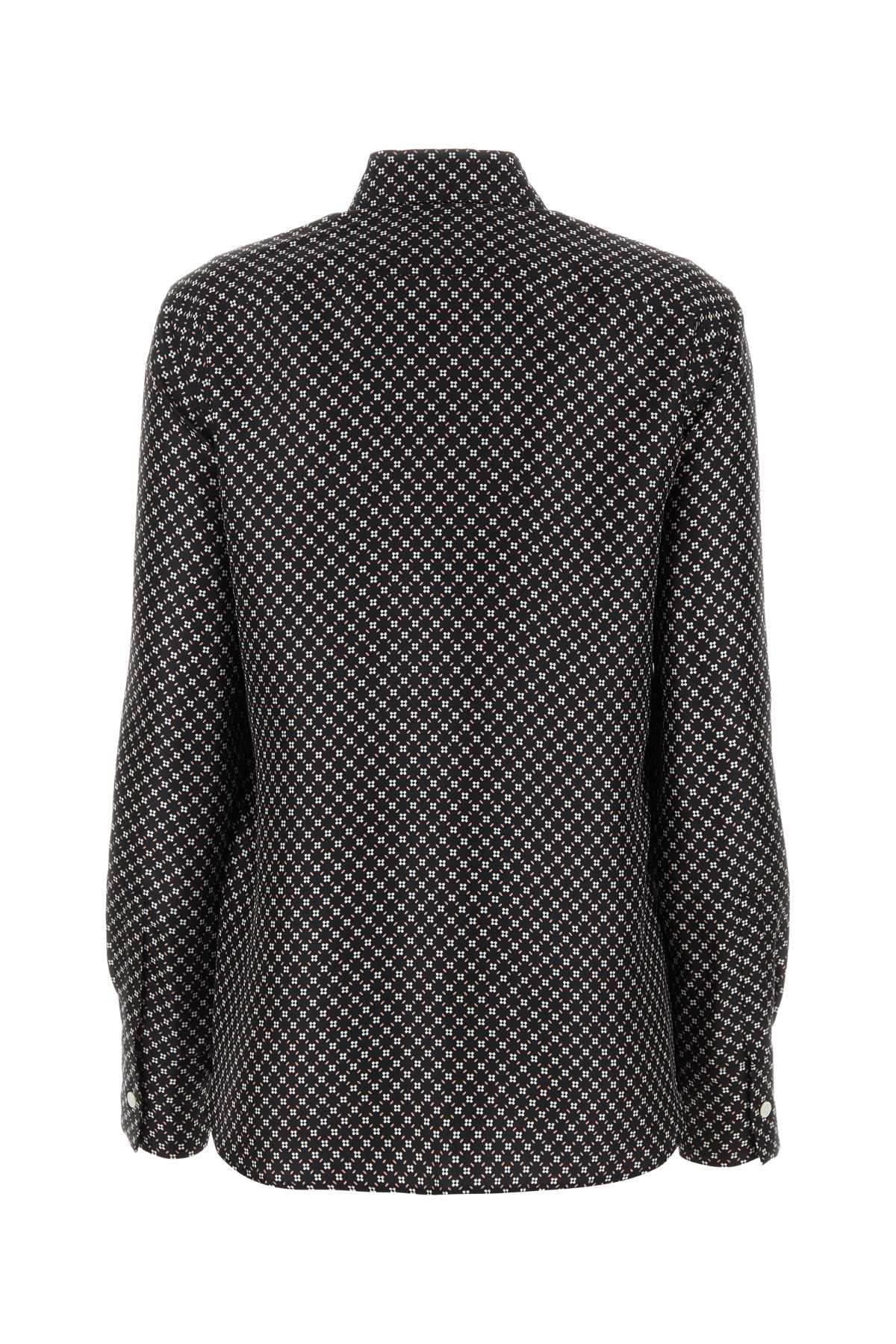 Lanvin Embroidered Silk Shirt In Black