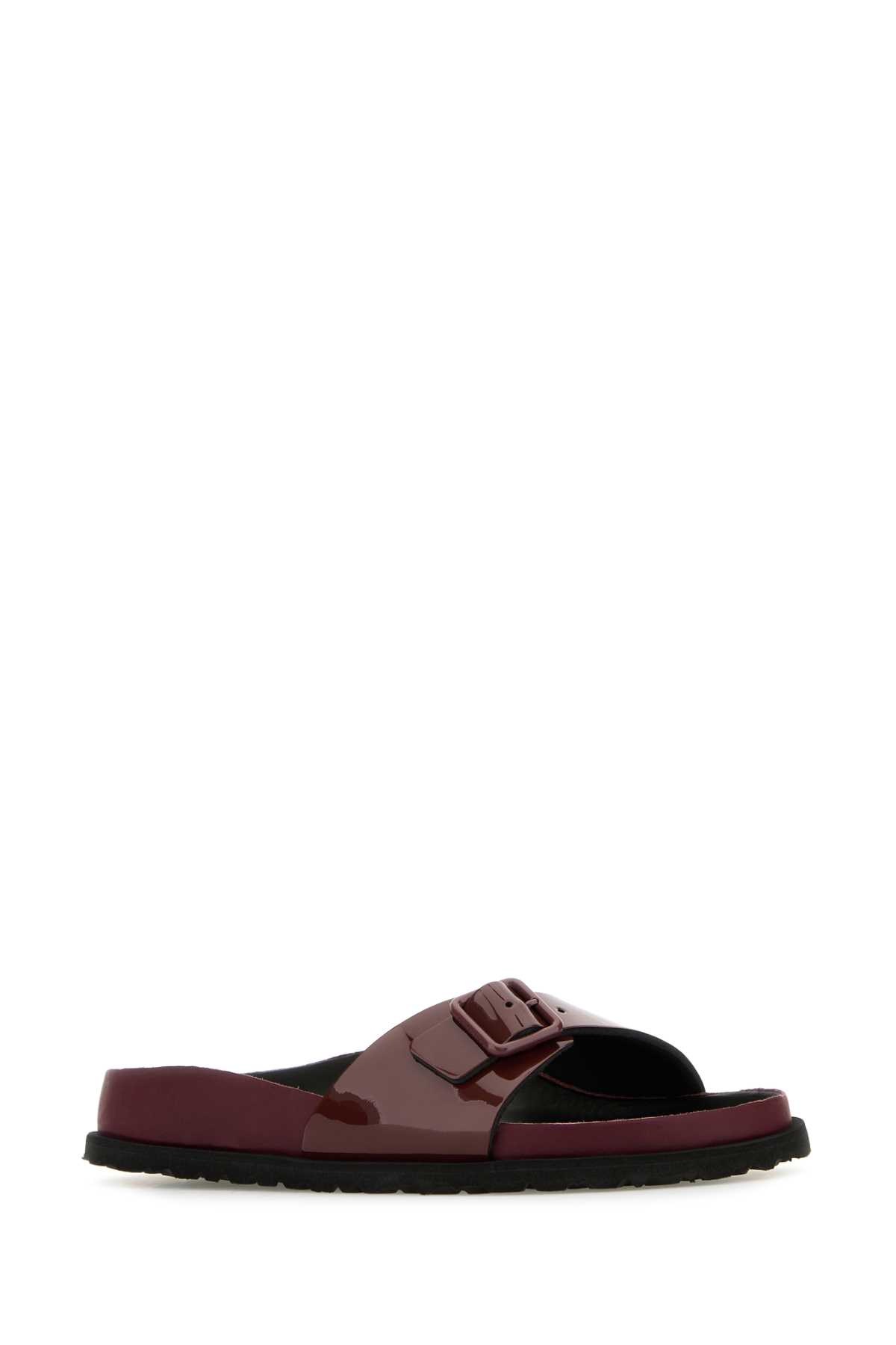 Shop Birkenstock Burgundy Leather Eternal Sunshine Madrid Avantgarde Slippers In Port