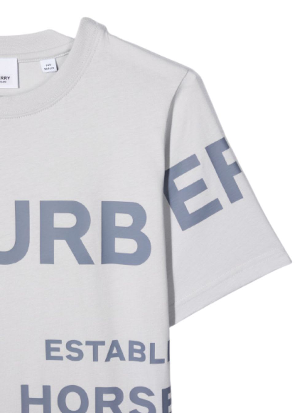 Shop Burberry Grey Cotton T-shirt With Logo Print