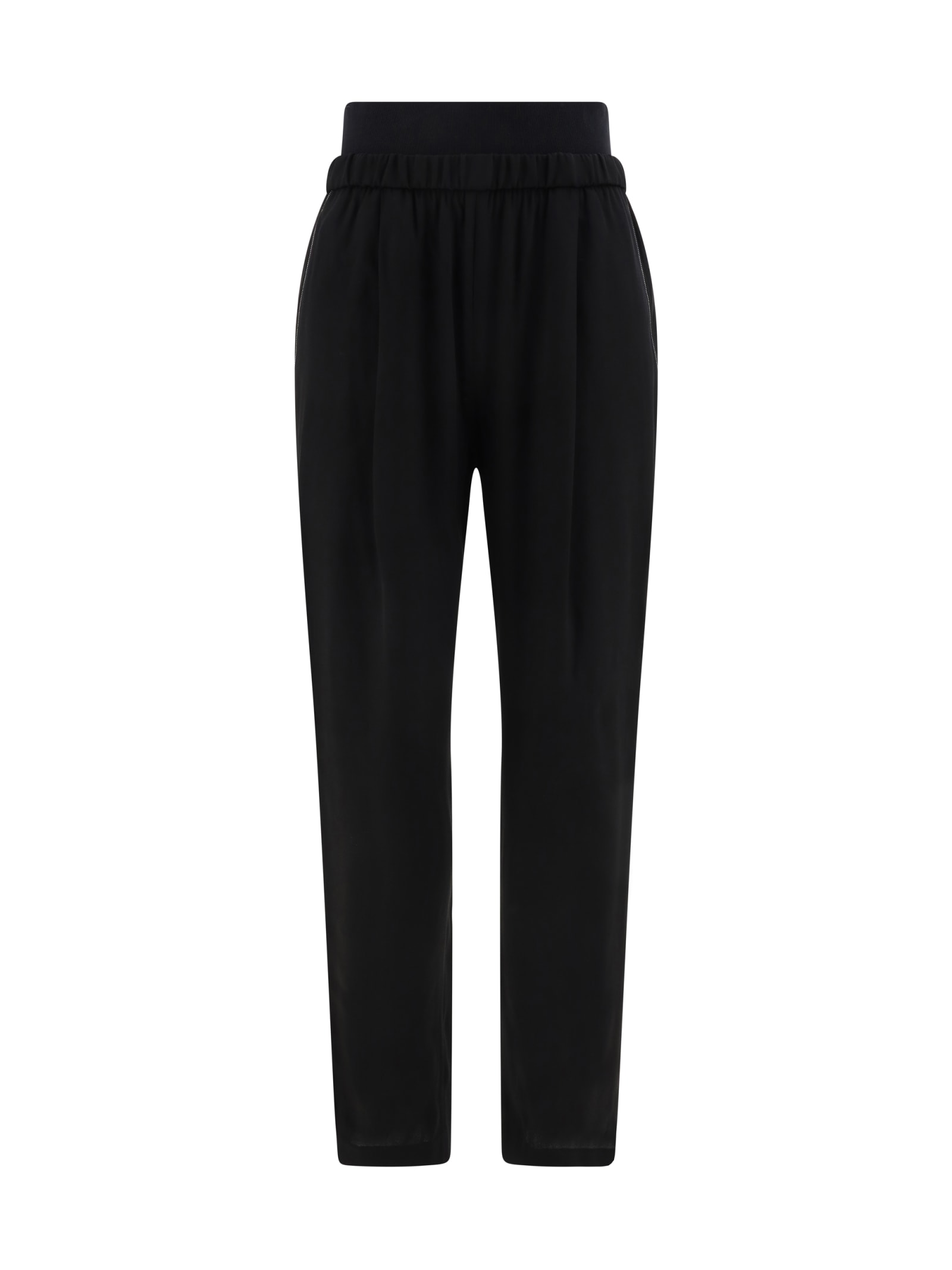 Fabiana Filippi Black Loose Pants With Toanl Elastic Waistband In Viscose Woman