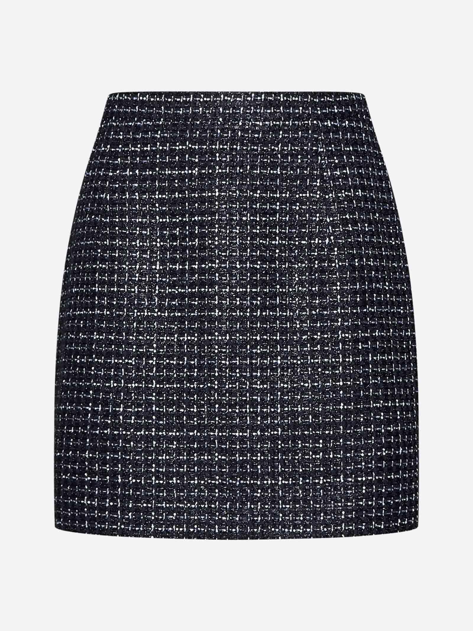 Shop Alessandra Rich Sequin Check Tweed Miniskirt In Blue