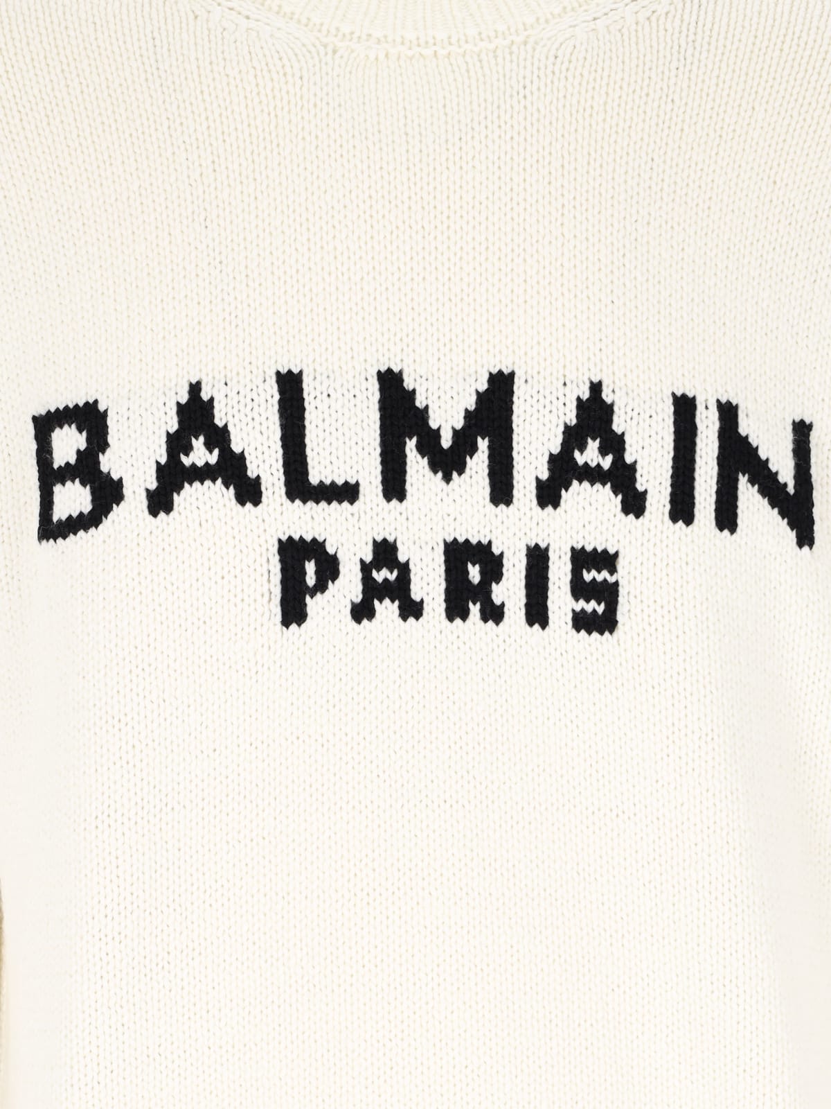 Shop Balmain Logo Sweater In Naturel/noir