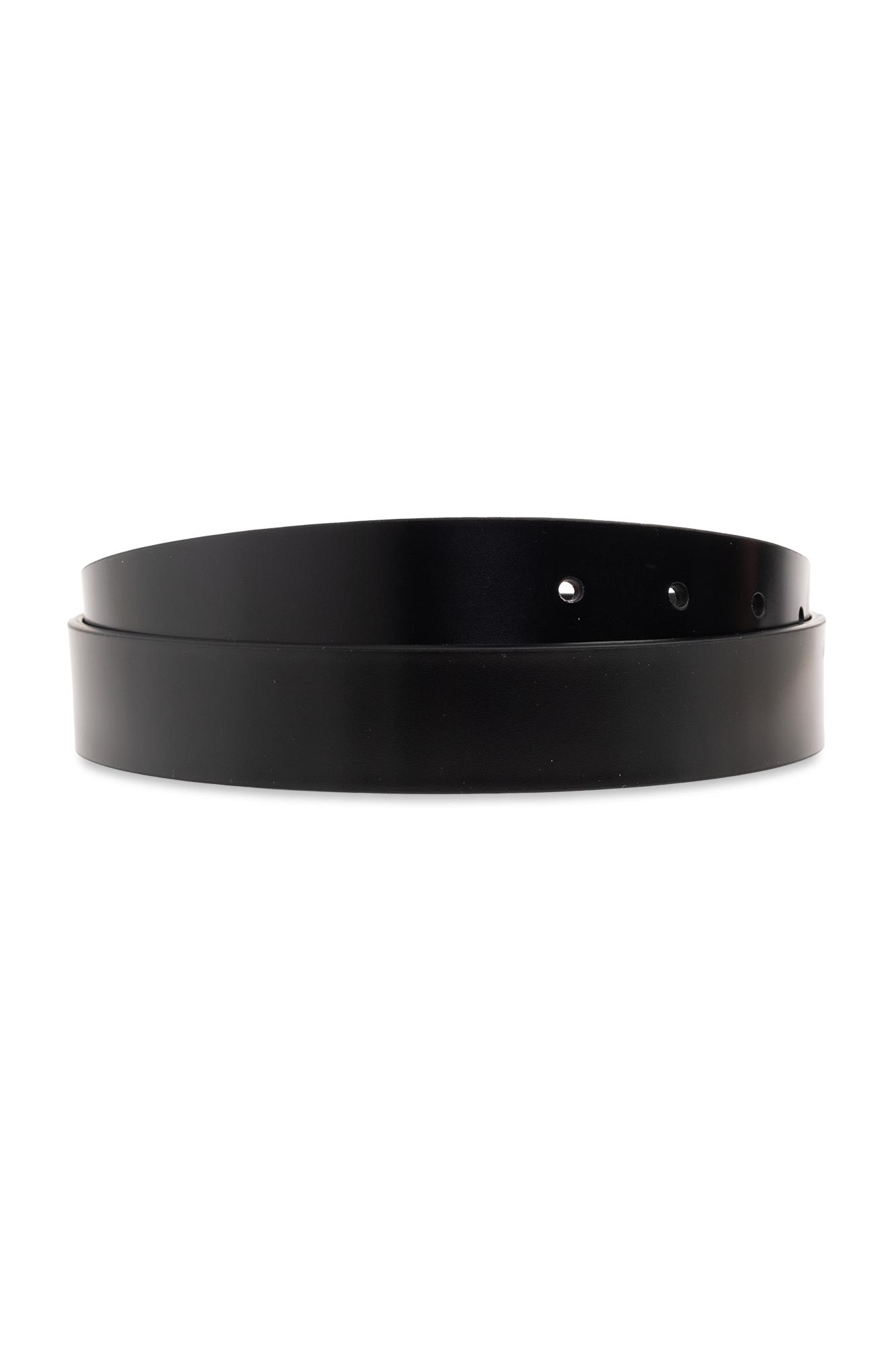 Shop Versace Leather Belt In V Nero Oro