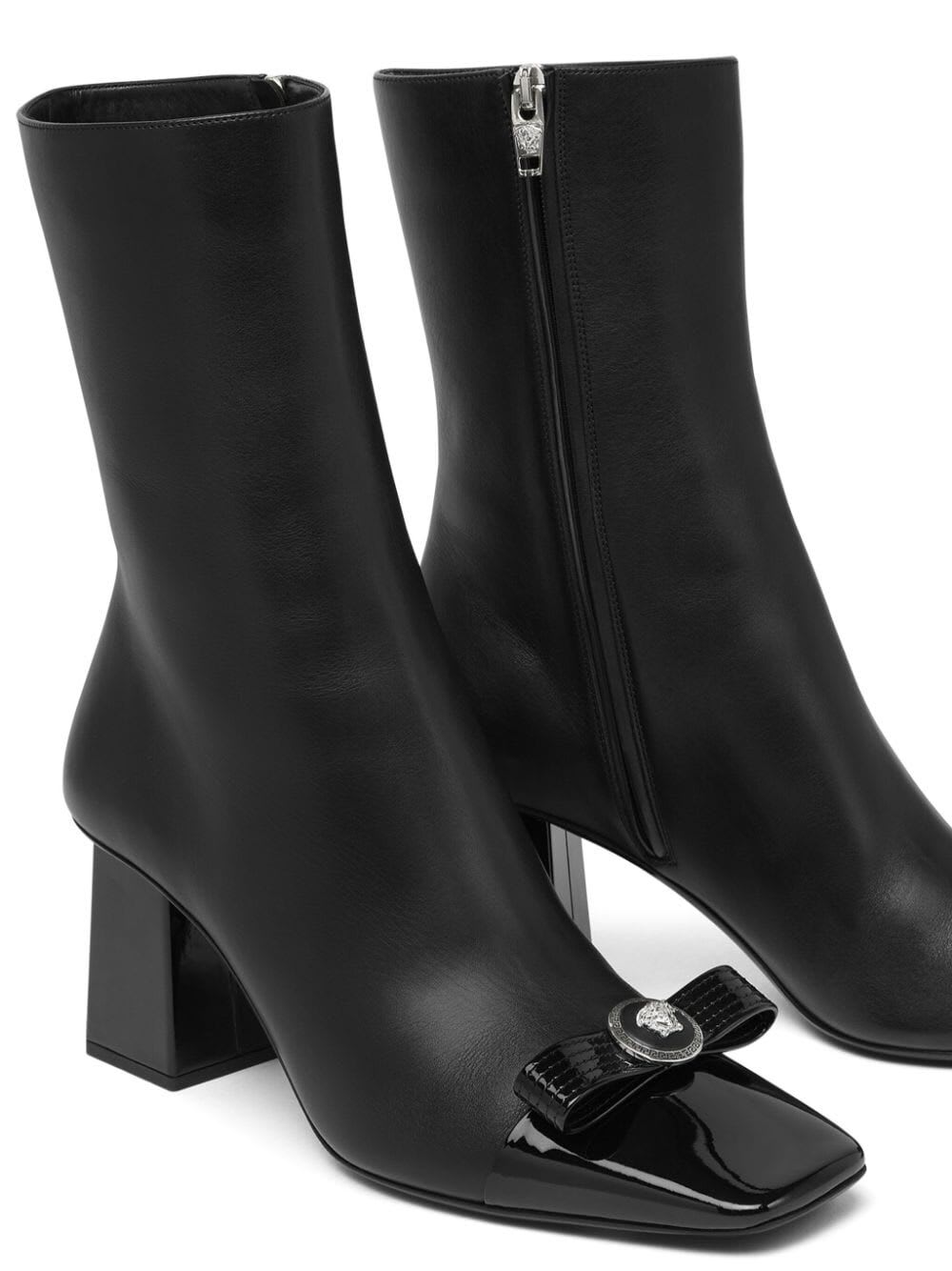 Shop Versace Booties T.70 Calf Leather In P Black Palladium