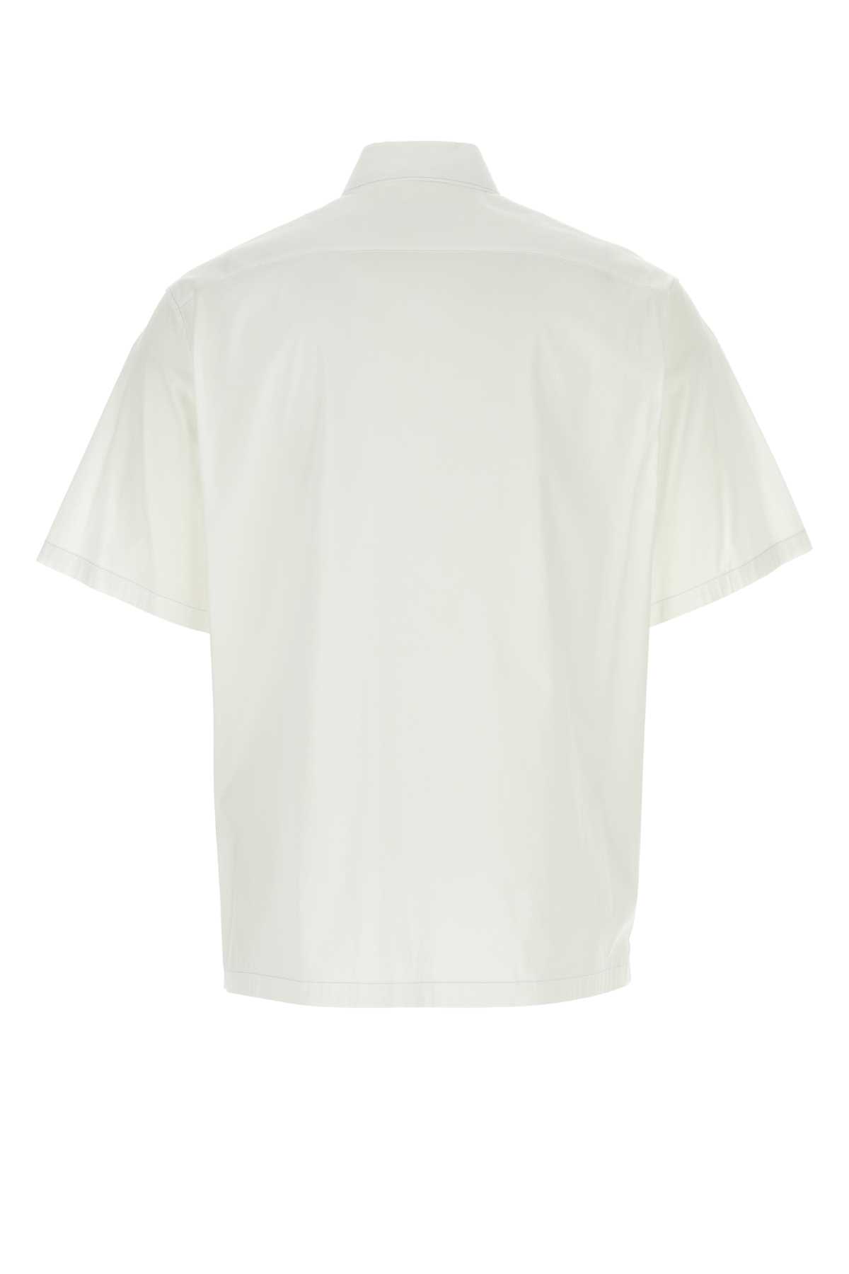 Shop Prada White Stretch Poplin Shirt In Bianco
