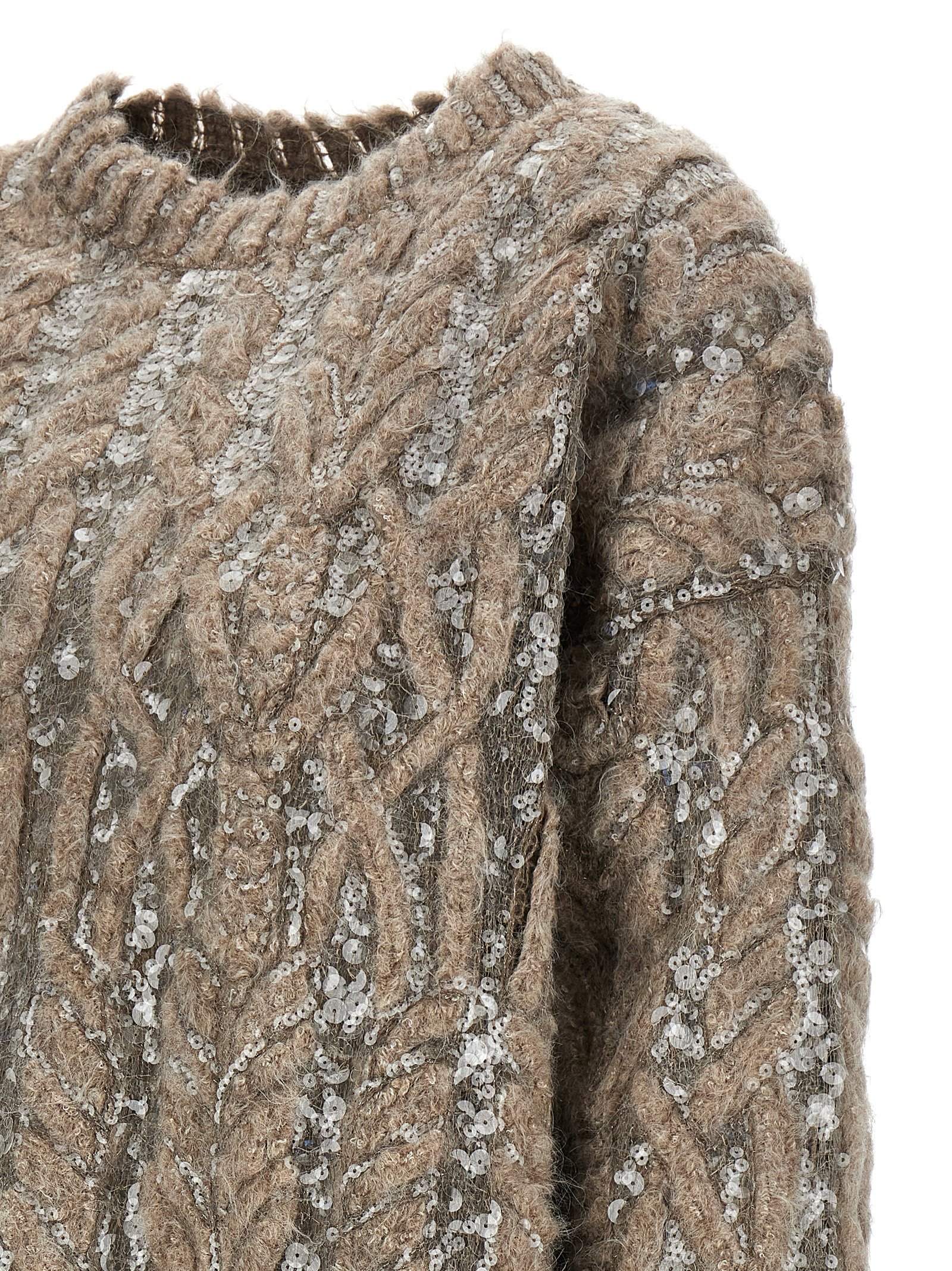 Shop Brunello Cucinelli Sequin Sweater In Beige