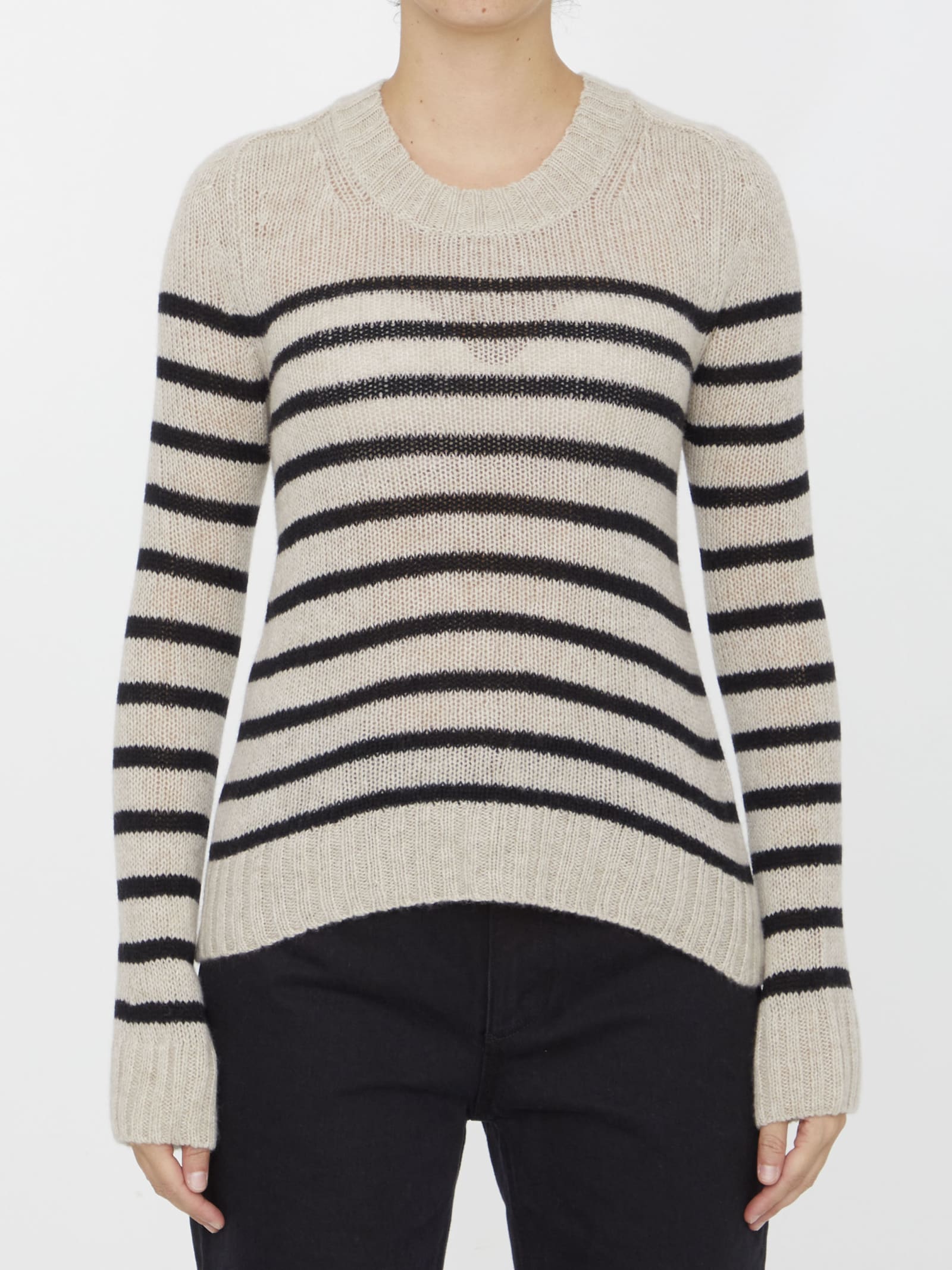 Khaite Tilda Striped Cashmere Sweater In Beige