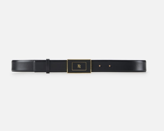 Elisabetta Franchi Black Leather Belt With Logo Plaque In Black