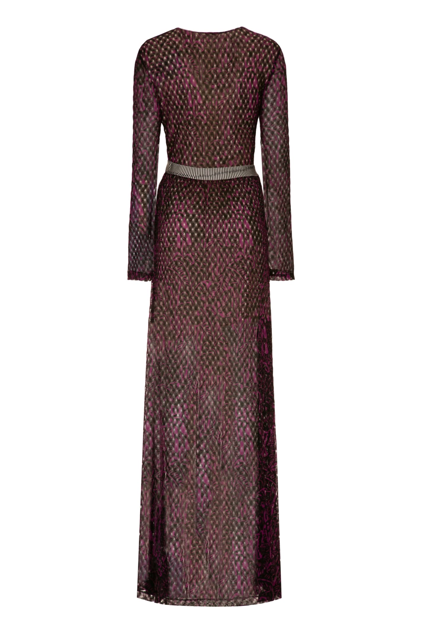 Shop Missoni Knitted Long Dress In Purple