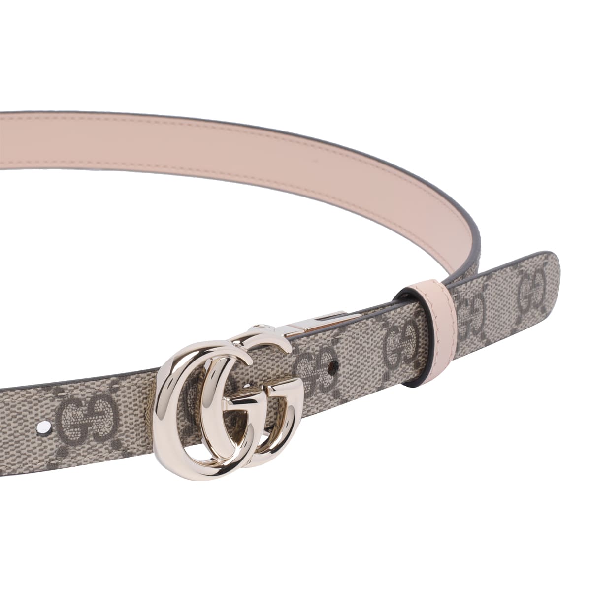 Gucci Women Reversible Gg Marmont Thin Belt In Brown