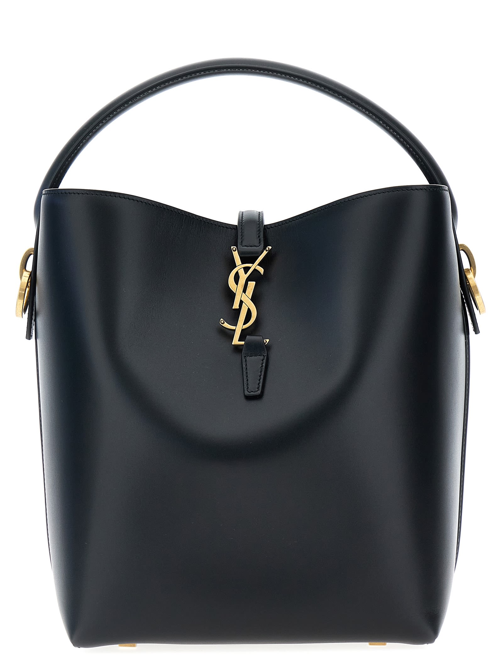 Saint Laurent Le 37 Ysl Bucket Bag In Smooth Leather In Black
