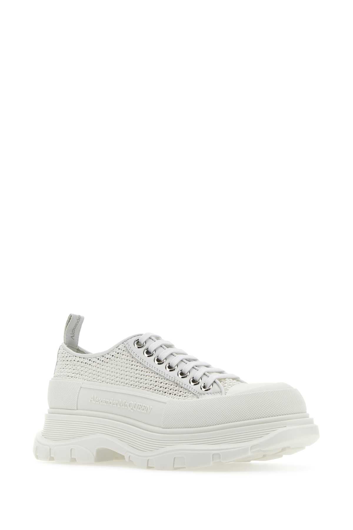 Alexander Mcqueen White Raffia Tread Slick Sneakers In Whiteoffwhitesil