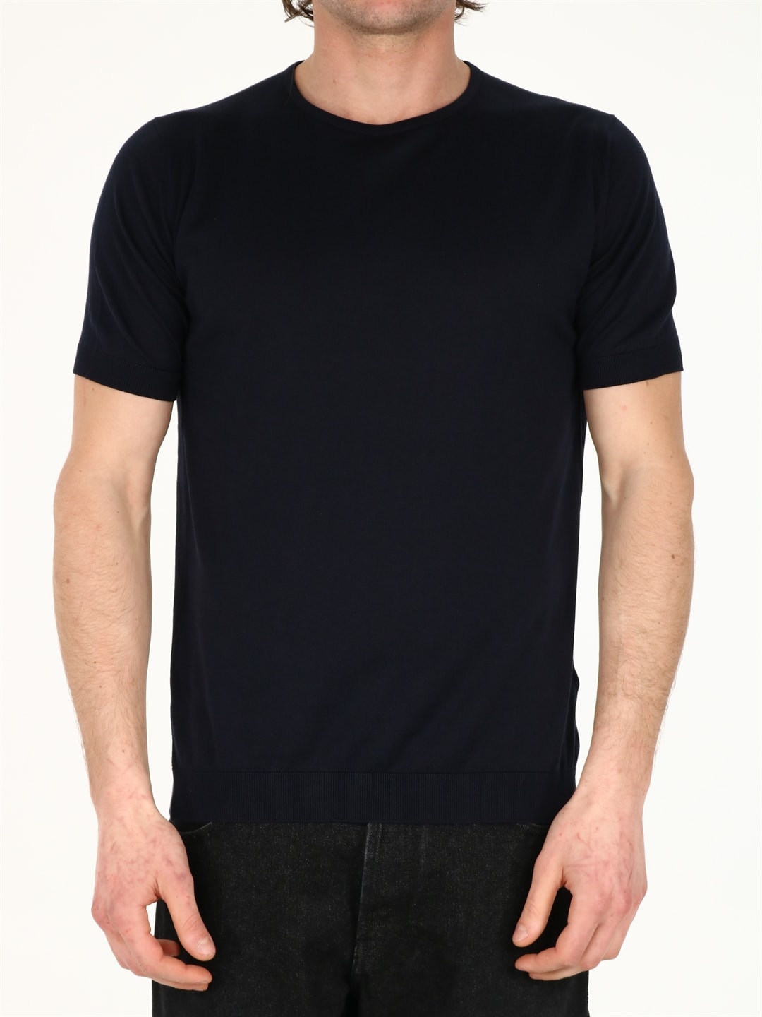 John Smedley Blue Cotton T-shirt