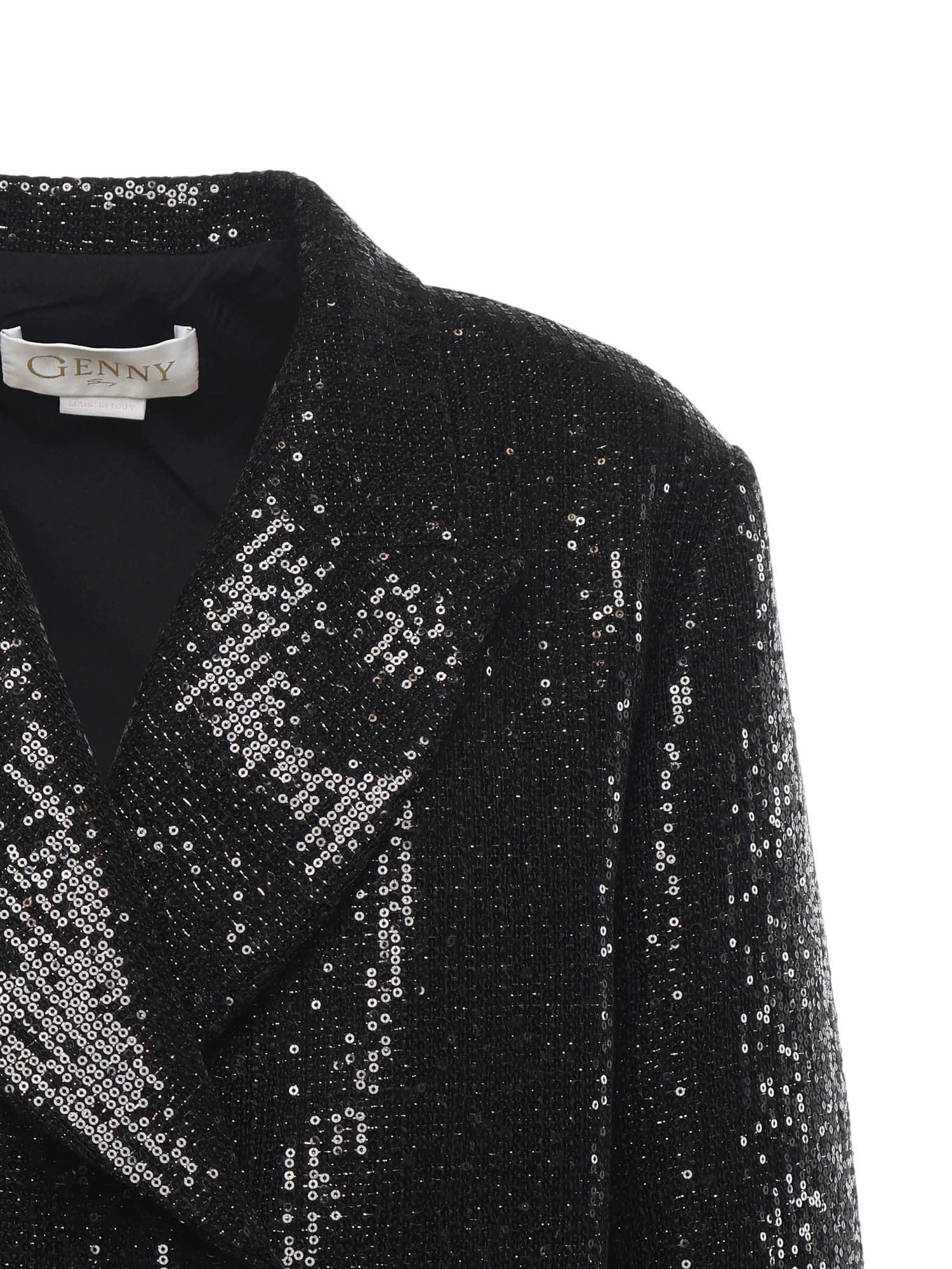 Genny Cropped Jacket With Sequins In Black
