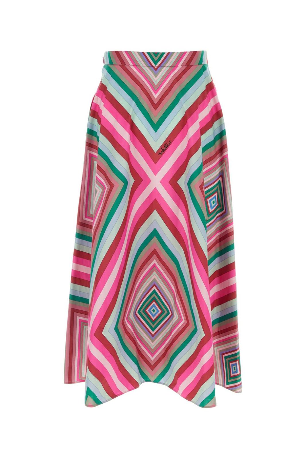 Shop Valentino Geometric Printed A-line Midi Skirt In Rosa