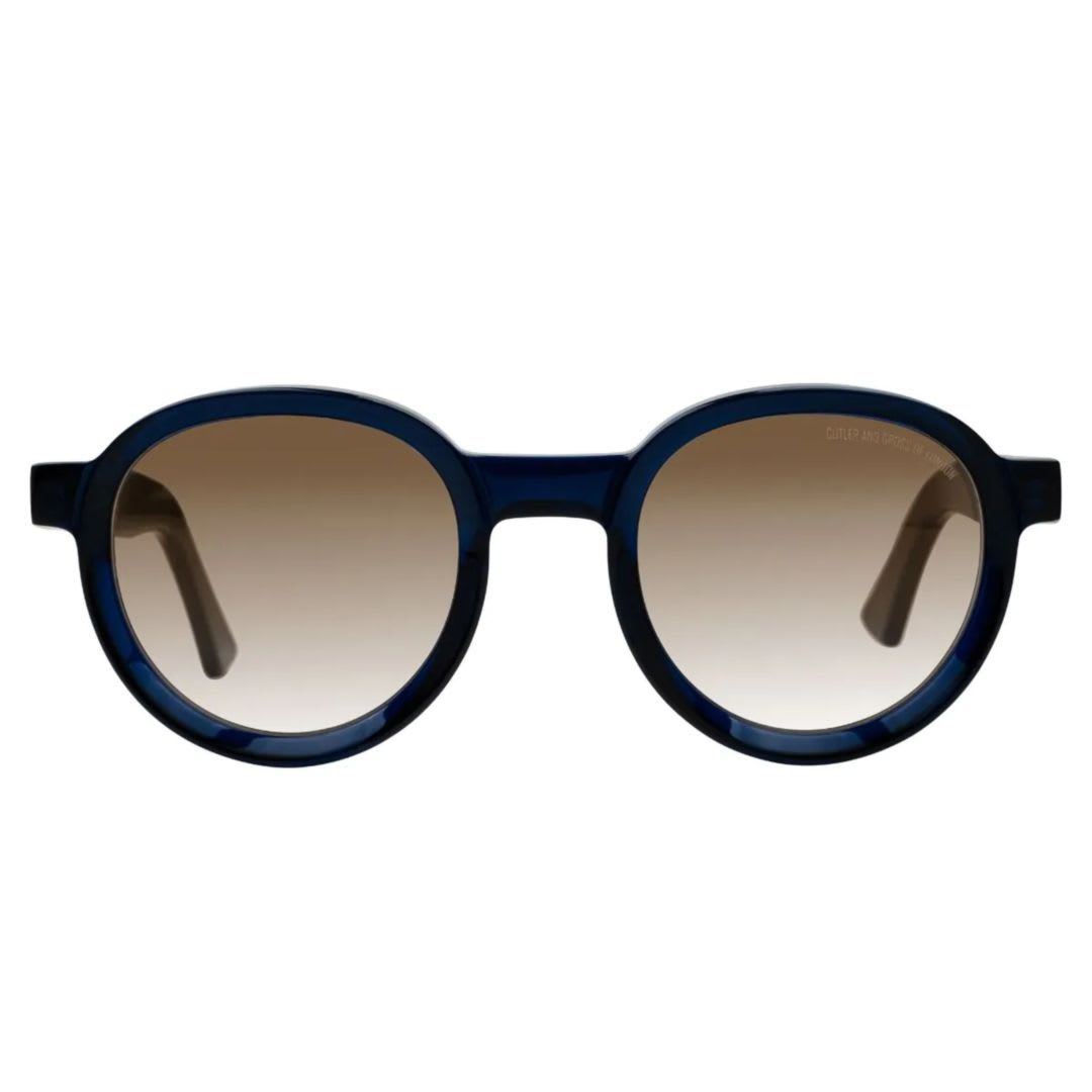 Shop Cutler And Gross 1384-02 Sun 49mm Classic Blue Navy / Grad Brown Lens Flash G