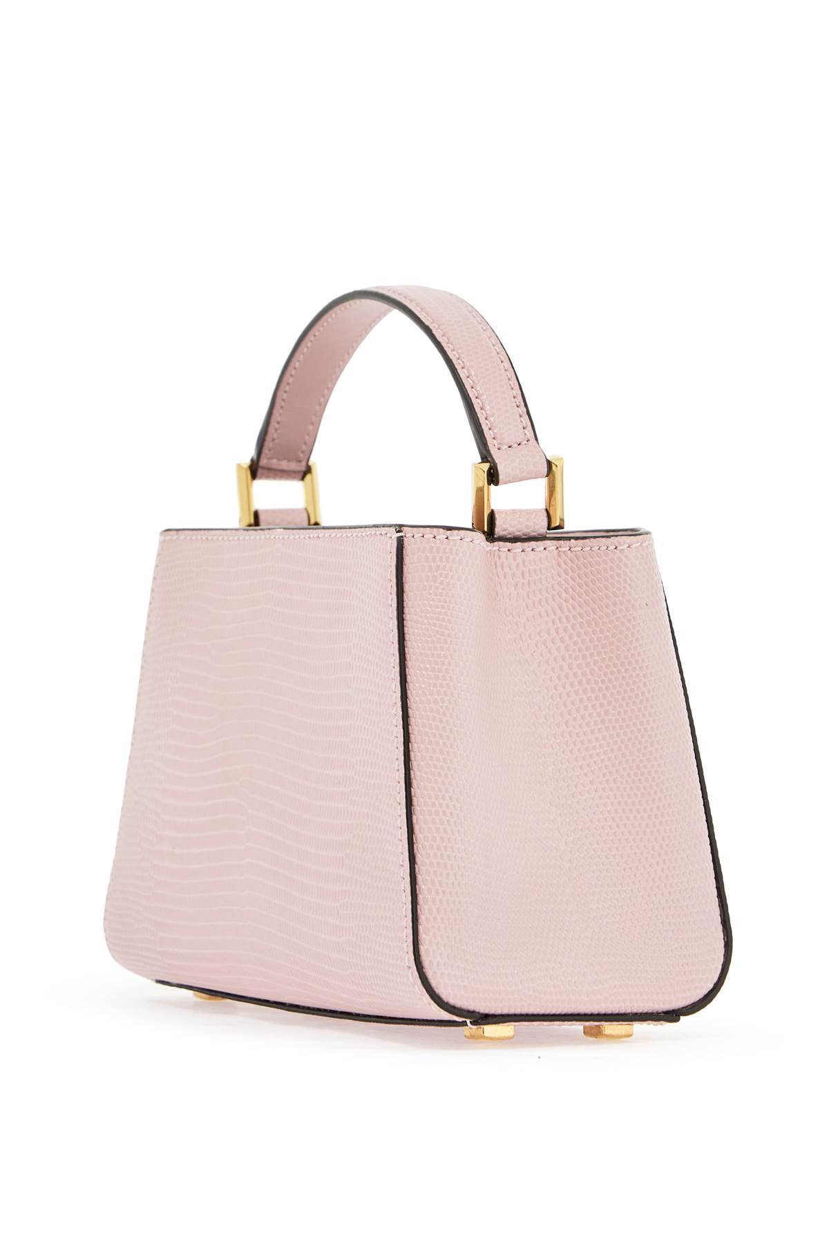 Shop Jimmy Choo Mini Diamond Link Leather Lizard Print Handbag In Rose Gold (pink)