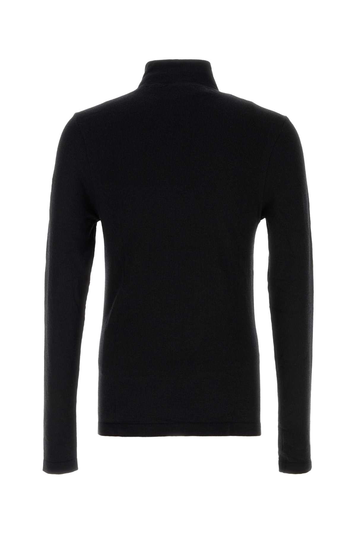 Hugo Boss Stretch Wool Blend High Collar T-shirt In Black