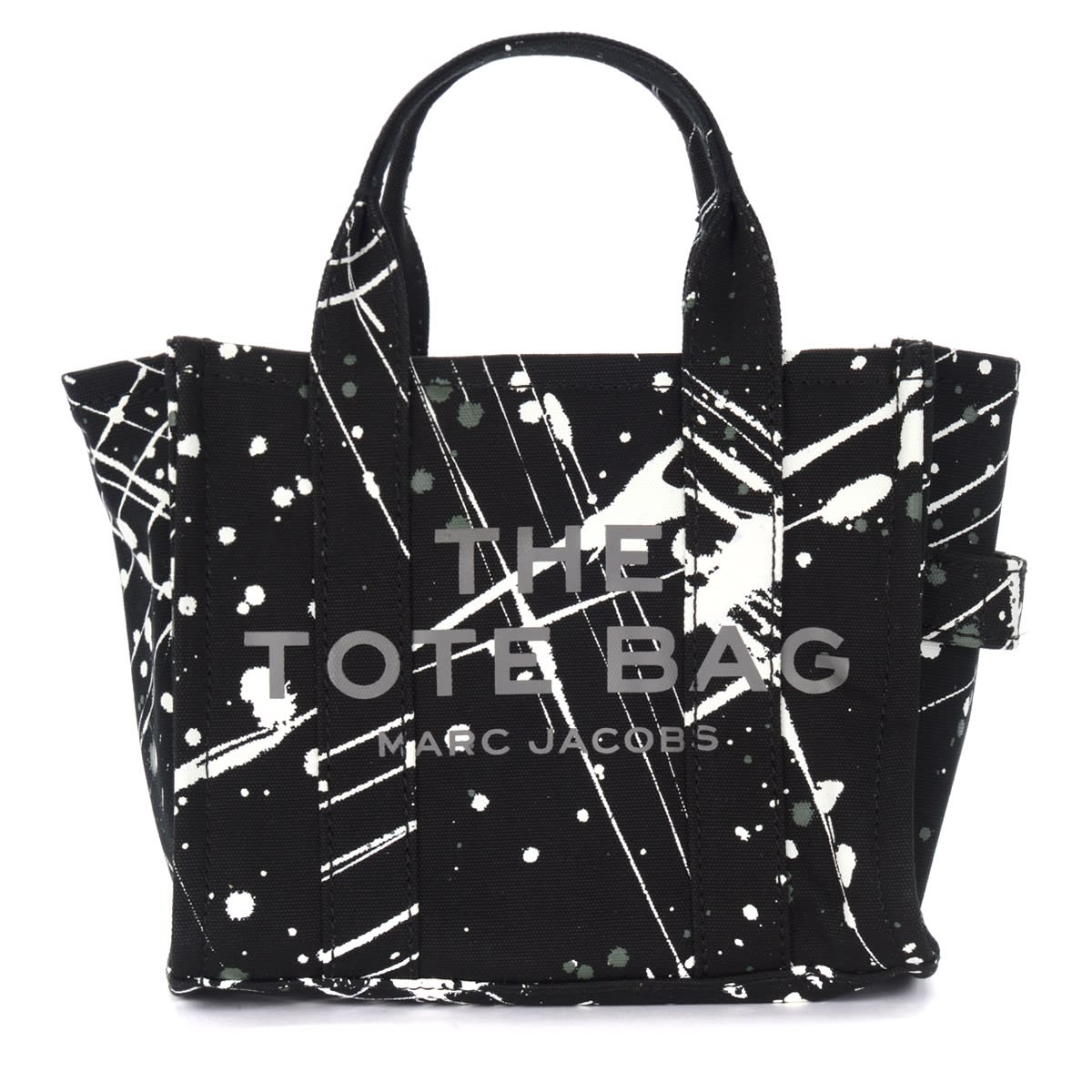 The Marc Jacobs The Splatter Mini Tote Hand Bag In Black Canvas