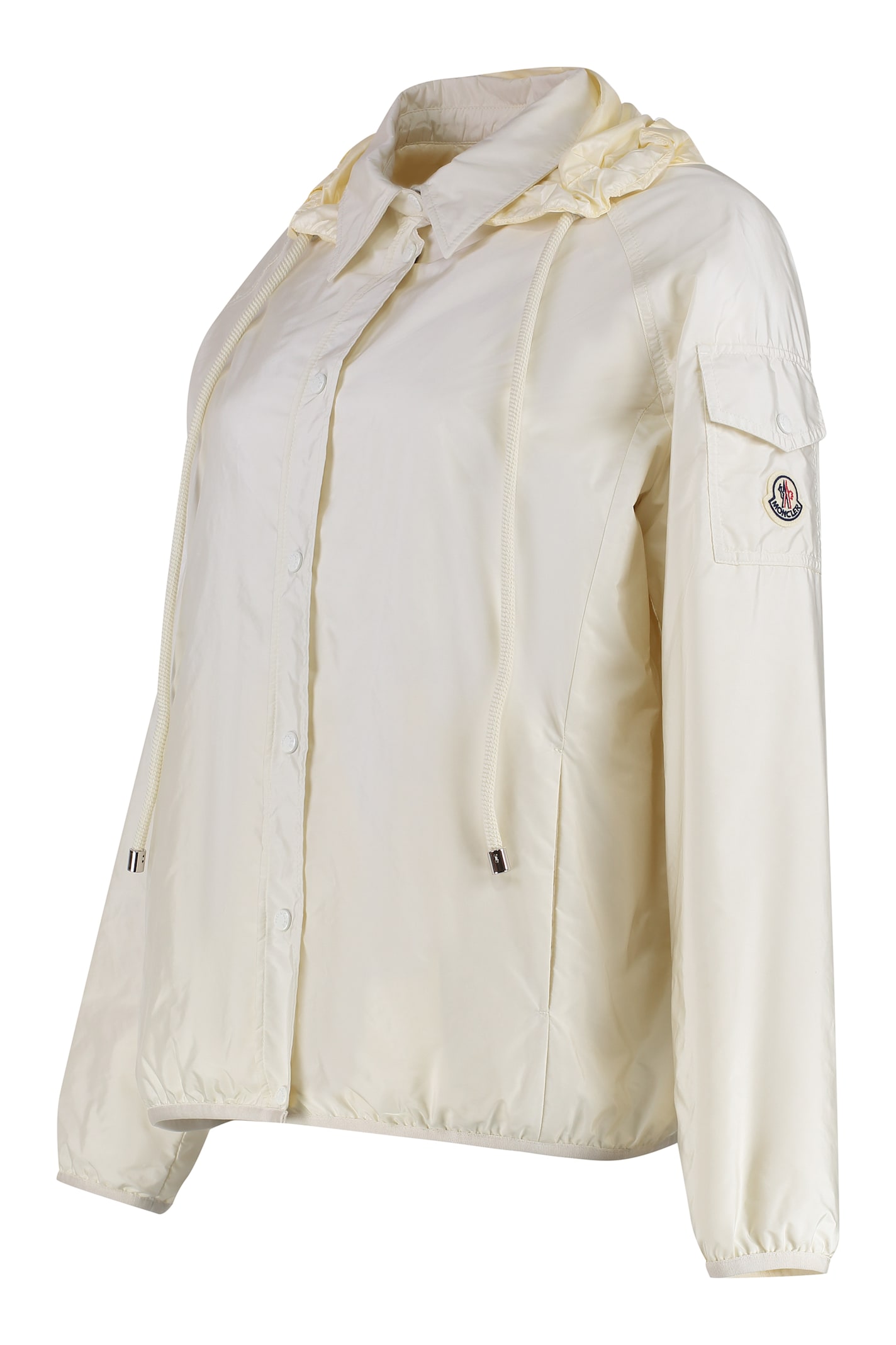 Moncler Techno Fabric Padded Jacket In Panna