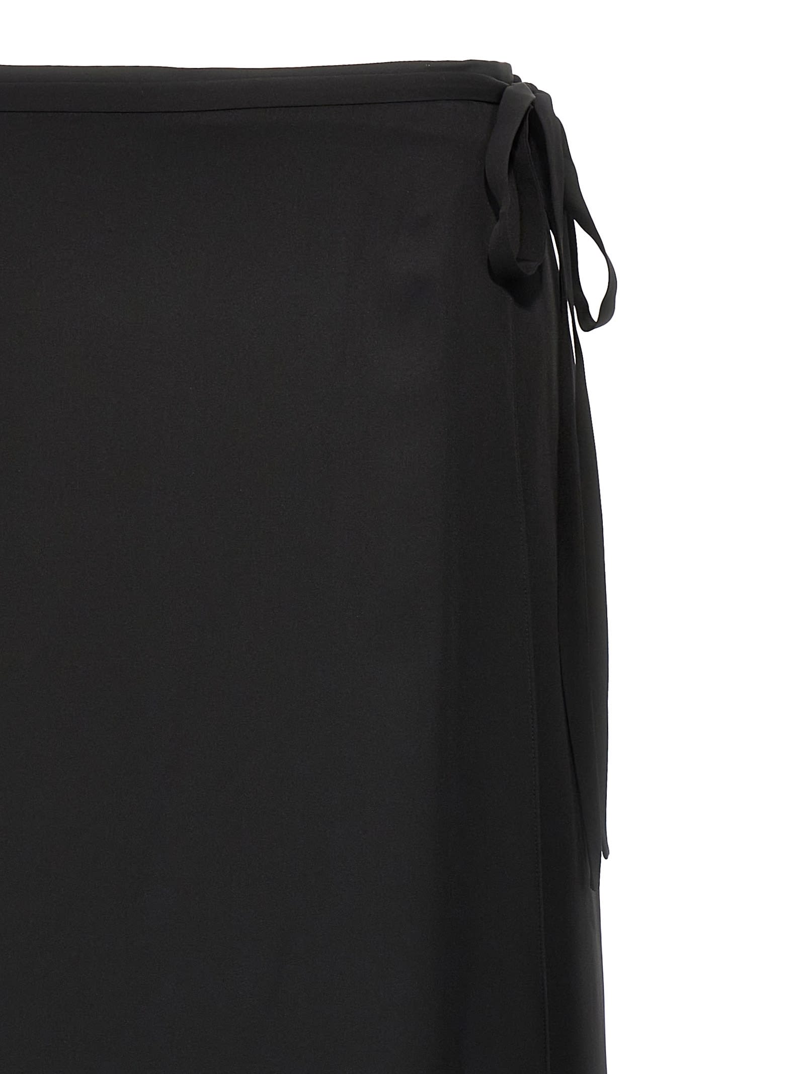 Theory Trouser Linen Midi Skirt In Black
