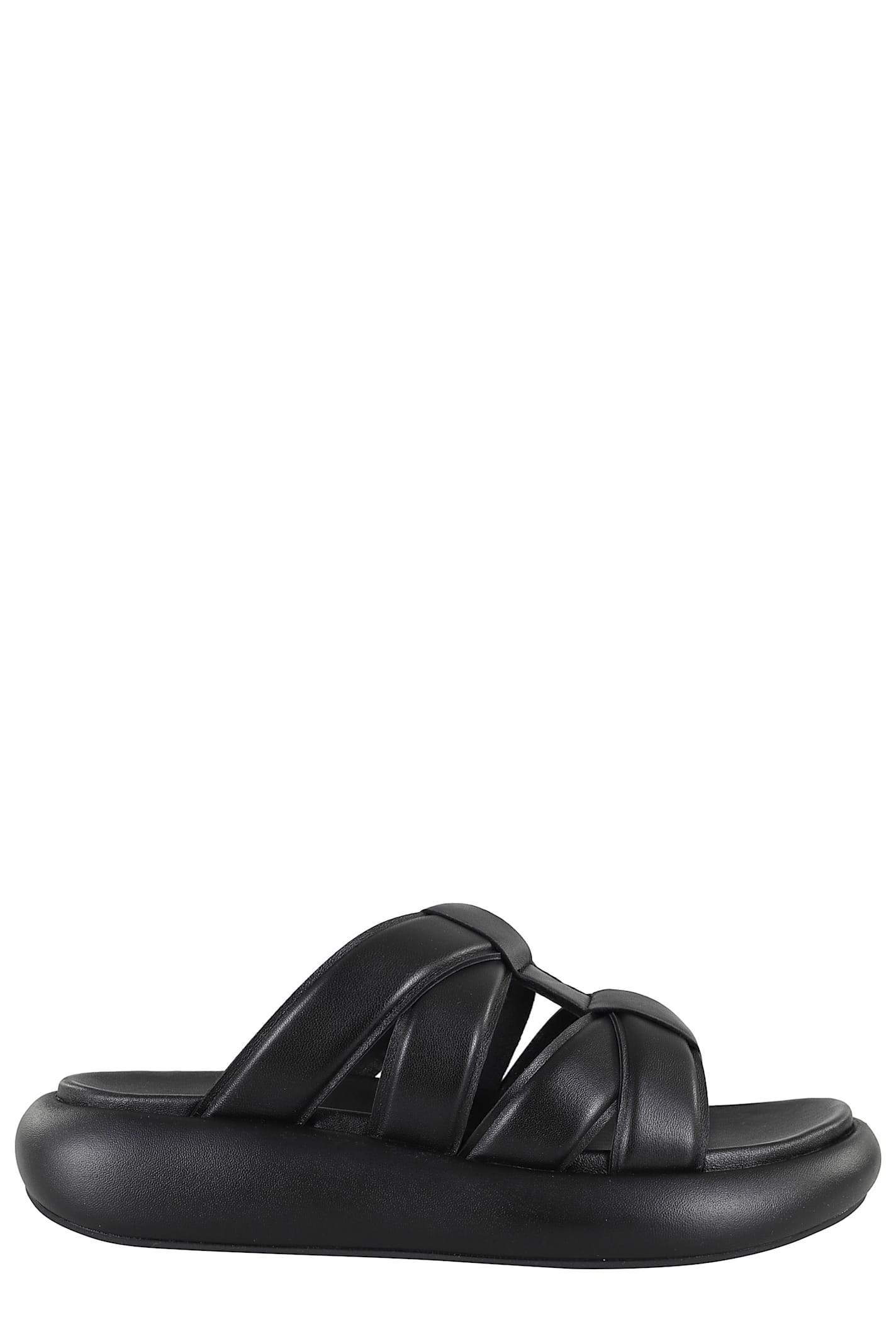 Ash Black Leather Vip Bis Sandals In Black