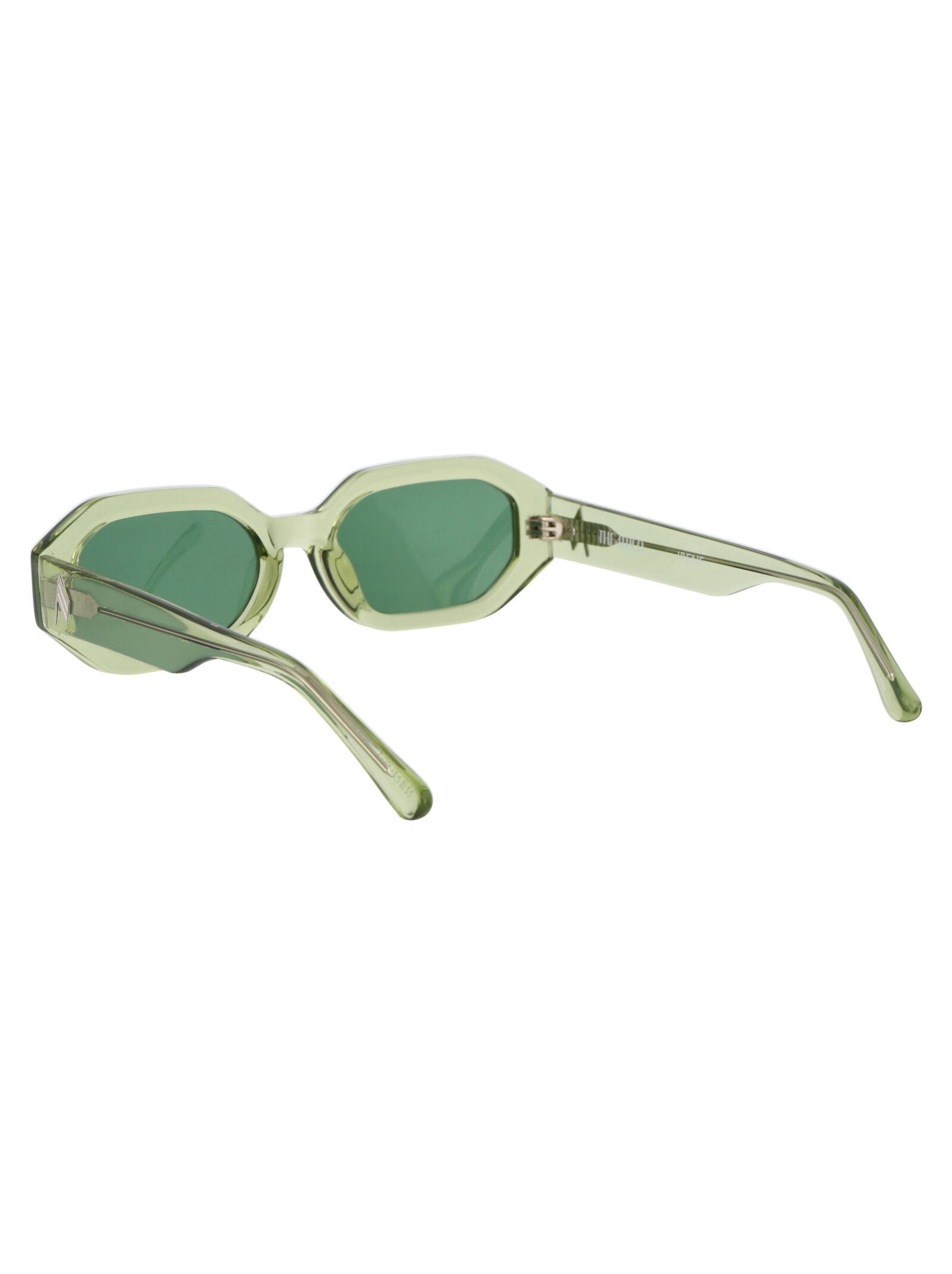 Shop Attico Irene Sunglasses In Lime/silver/green